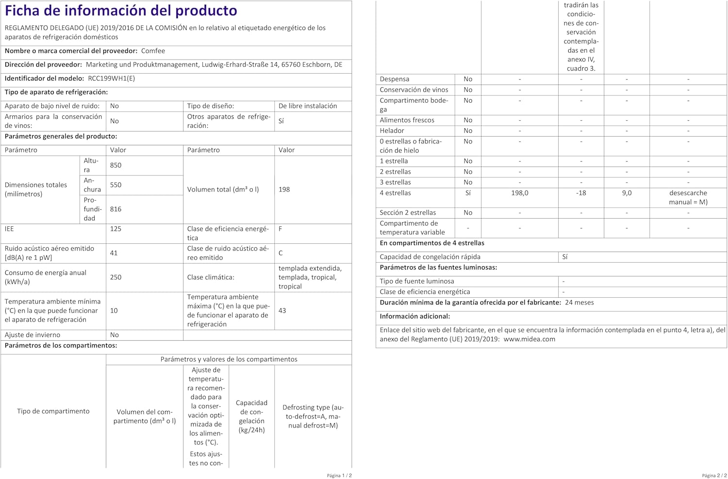 Comfee RCC100WH2(E) Gefriertruhe/169 kWh/Jahr/85cm hoch/99L/38dB/Geringe Lautstärke/Hoch effizientesD-förmigesRohr/Geeignet für verschiedene Einsatzszenarien/Einstellbarer Temperaturregler/Weiß