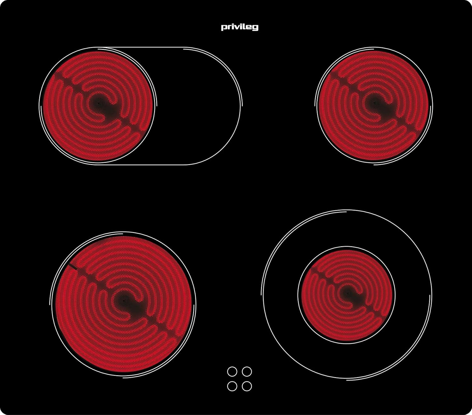 Privileg SET PV510 IN Herd-Kochfeld-Kombination / Umluftherd mit 5 Funktionen / Hydrolyse-Reinigungsfunktion / A / Glaskeramik-Kochfeld / 60cm