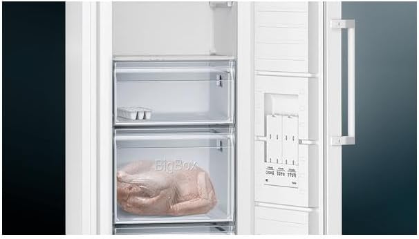 Siemens GS54NAWCV iQ500 Gefrierschrank, 176 x 70 cm, 327 L, noFrost nie wieder abtauen, bigBox Platz für großes Gefriergut, varioZone flexible Glas-und Schubladen, Weiß