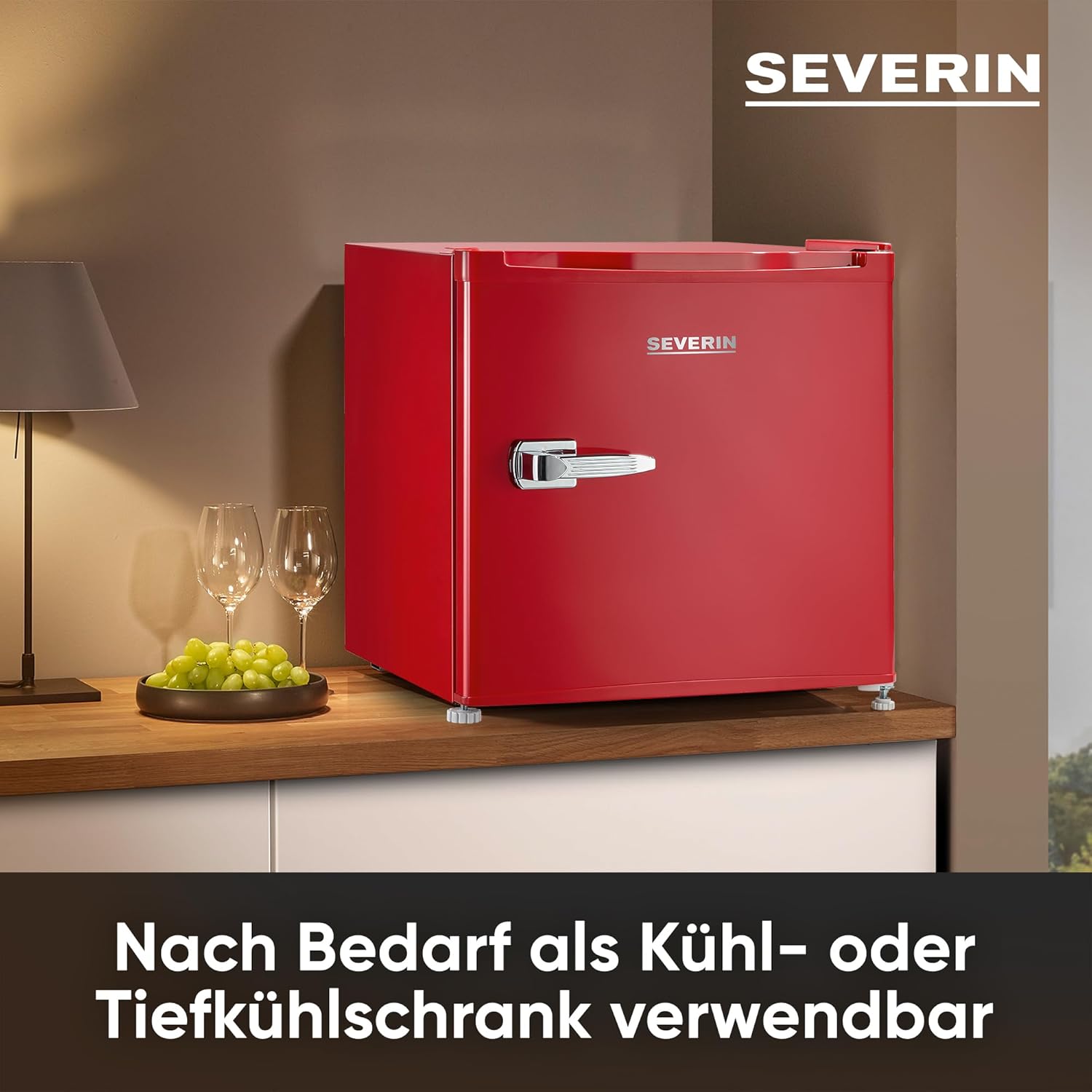 SEVERIN Retro Mini Kühl-/Gefrierbox (31 l), Gefrierschrank klein, Minikühlschrank mit flexibler Temperaturregelung, Tischkühlschrank, schwarz, GB 8880