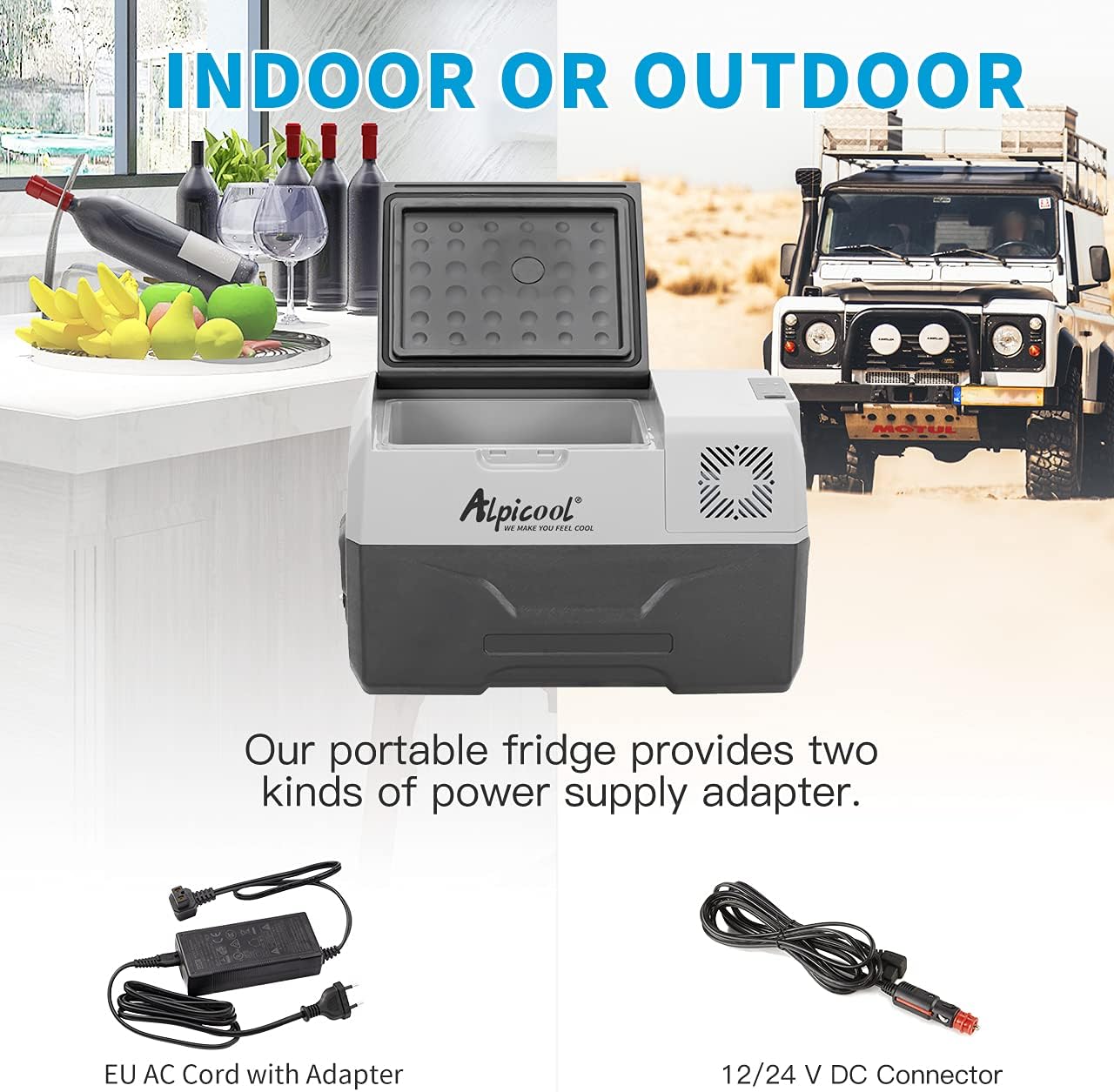 Alpicool CF55 55 Liter Kühlbox 12V tragbarer Mini-Kühlschrank elektrische Gefrierbox klein Gefrierschrank für Auto Camping, LKW, Boot und Steckdose mit USB-Anschluss, -20℃ bis 20℃