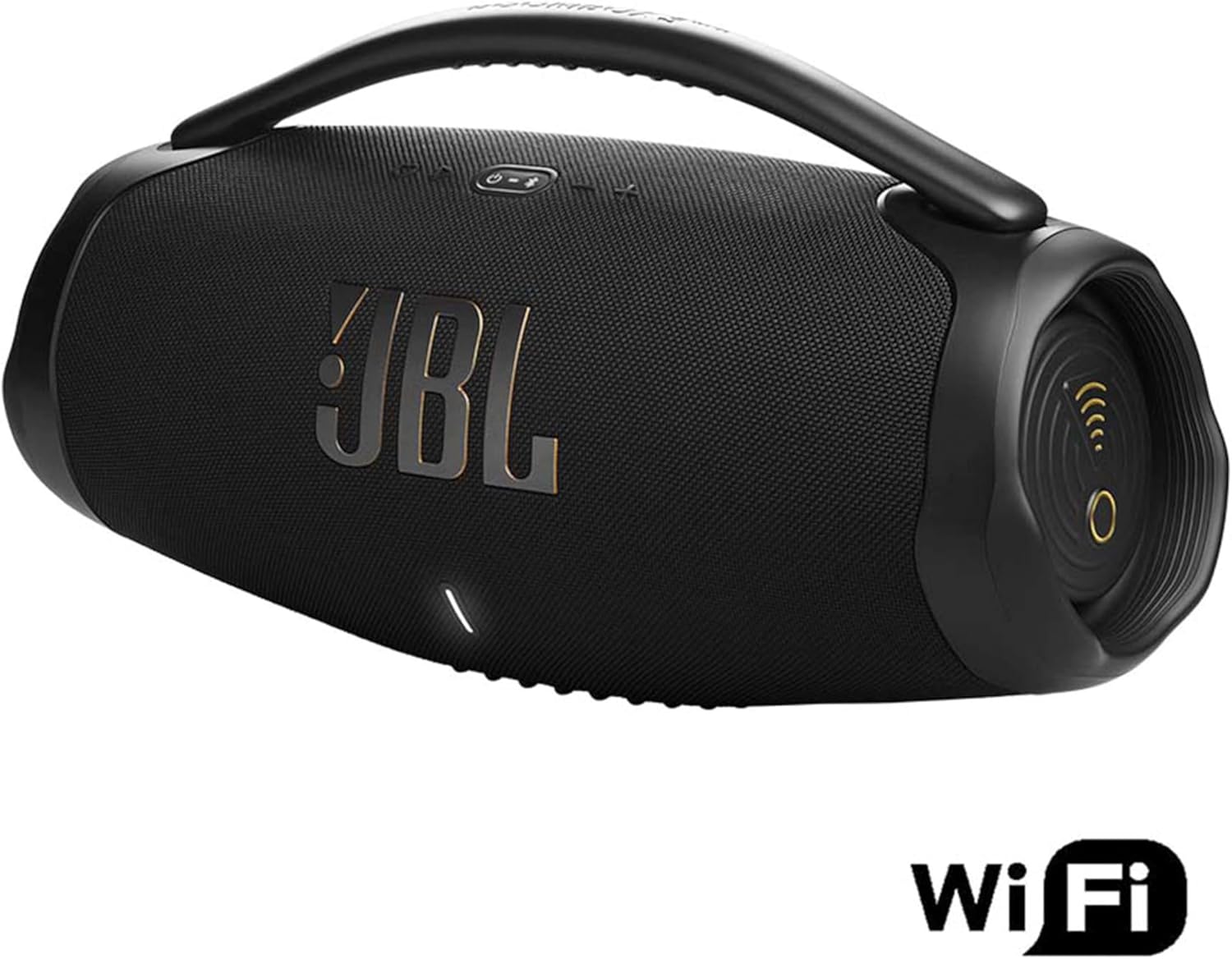 JBL Boombox 3 Wifi – Kabelloser Lautsprecher mit Bluetooth und Wifi – Kompatibel mit der JBL One App – 24 Stunden Wiedergabezeit – Wasser- und staubdicht – Integrierte Powerbank – Schwarz