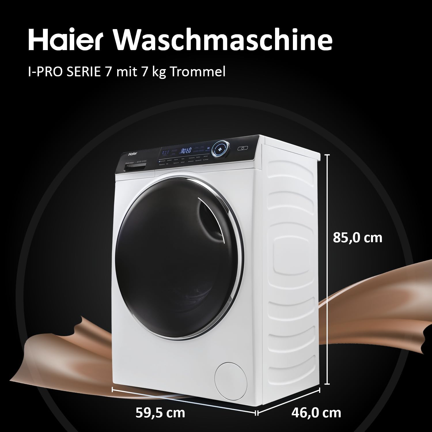 Haier I-PRO SERIE 7 HW70-B14979 I Frontlader Waschmaschine 7kg I Washing Machine mit A-Effizienz, 1.400 U/Min. & leisem Direktantrieb I Inkl. Dampffunktion, Selbstreinigungssystem & Refresh-Programm