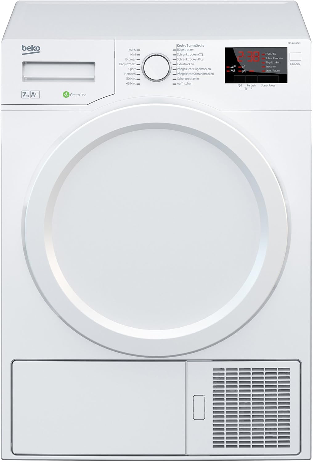Beko DHC742GXS b300 Wrmepumpentrockner, Frontlader, 7 kg Beladungskapazitt, nur 50,8 cm tief, 15 Programme, Sonsortrocknung, Knitterschutz, Allergikergeeignet, Sulenfhig, Schontrommel, Wei