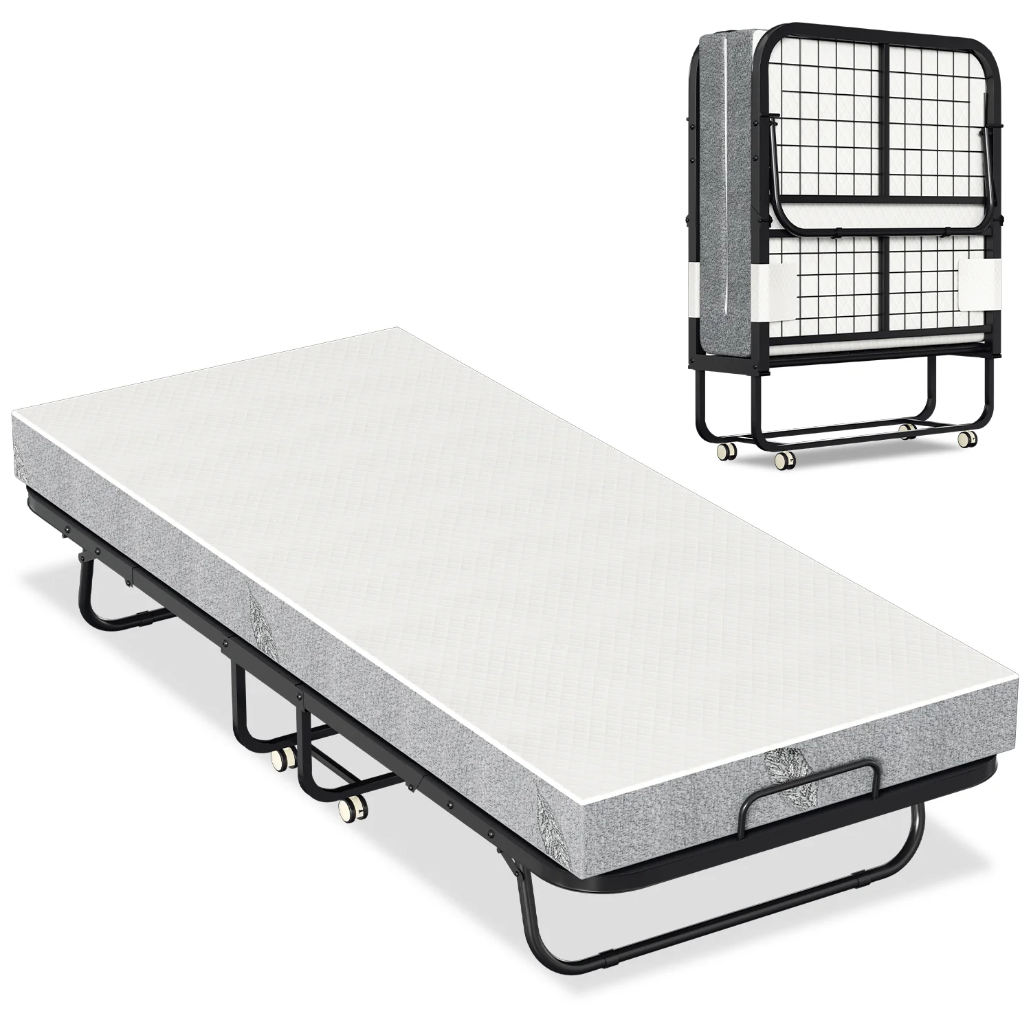 Sonnewelt Klappbett 90x200cm mit 13cm Dicke und Rollen