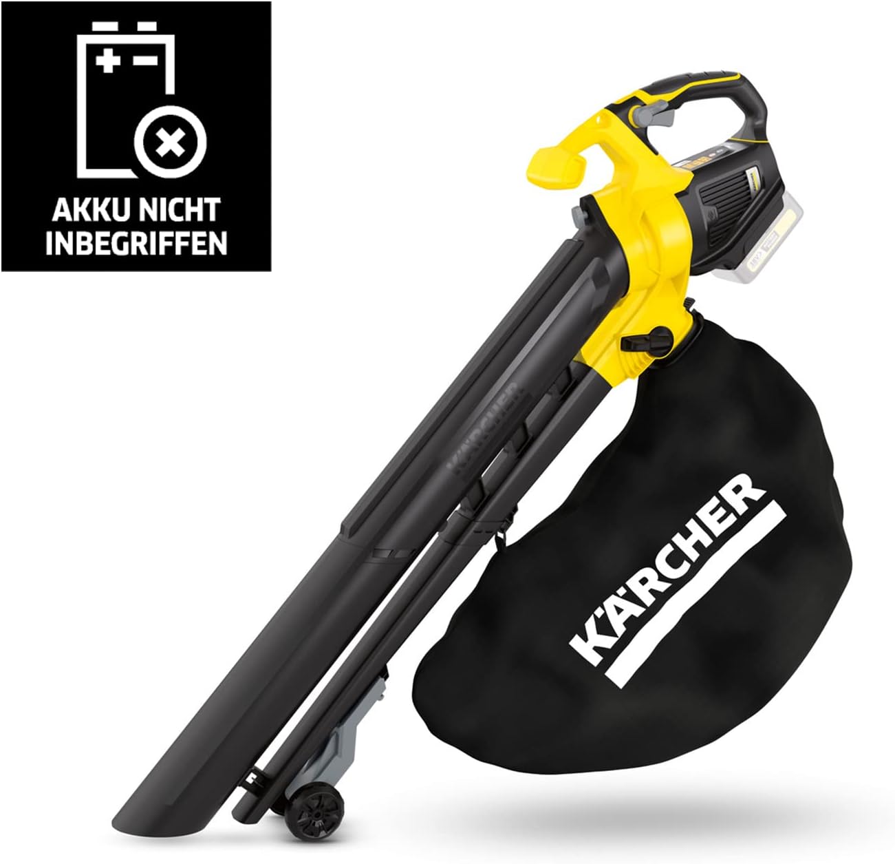 Kärcher 18 V Akku-Laubbläser und -sauger BLV 18-200 Battery Set, inkl. 18 V/2,5 Ah Akku und Schnellladegerät, mit Mulchfunktion, Luftgeschwindigkeit: 200 km/h, Fangsackvolumen: 45 l, Gewicht: 3,5 kg
