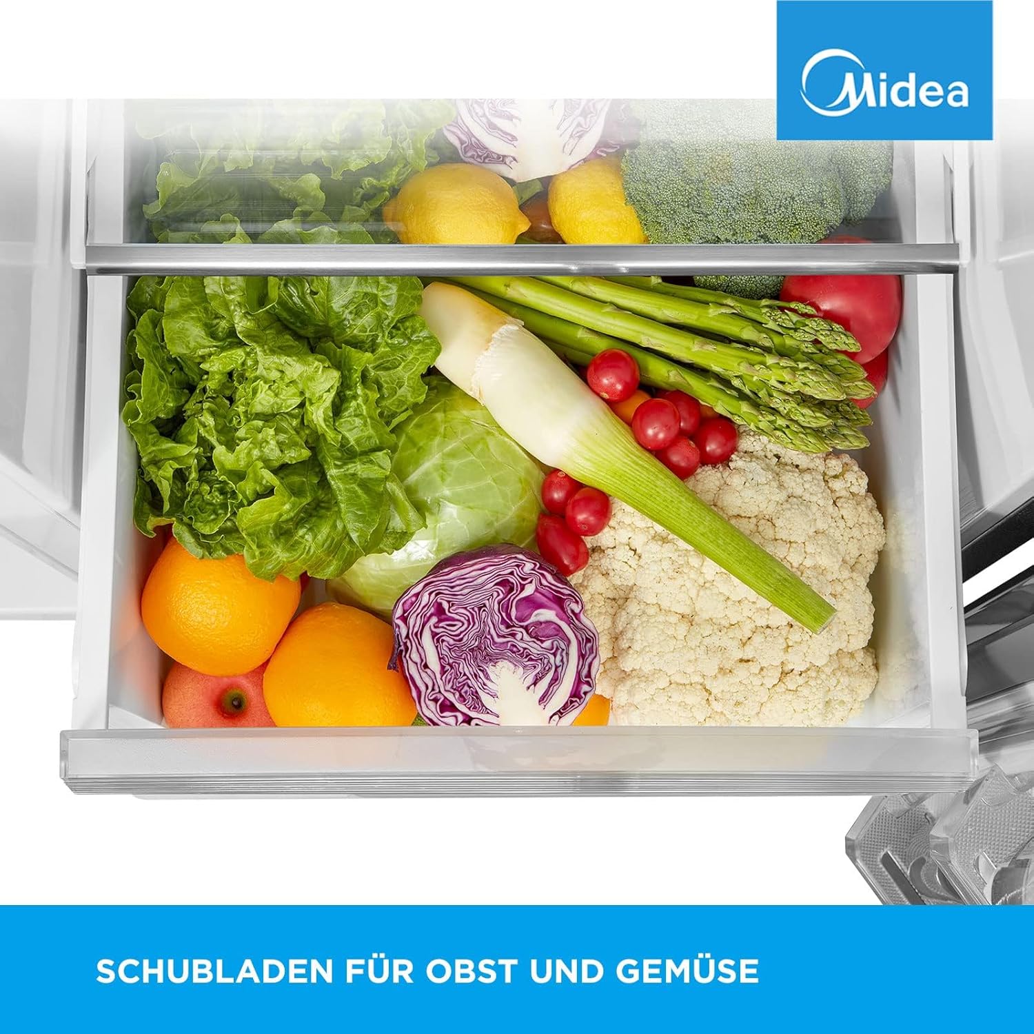 Midea KS-DDX 6.32 WT Side-by-Side Kühl-/Gefrierkombination/ 178,8 cm Hhe/ 254 kWh/Jahr/No Frost/Dual Inverter Compressor/mit 3in1 Wasser-/Eisspender und Wassertank, Dark Inox