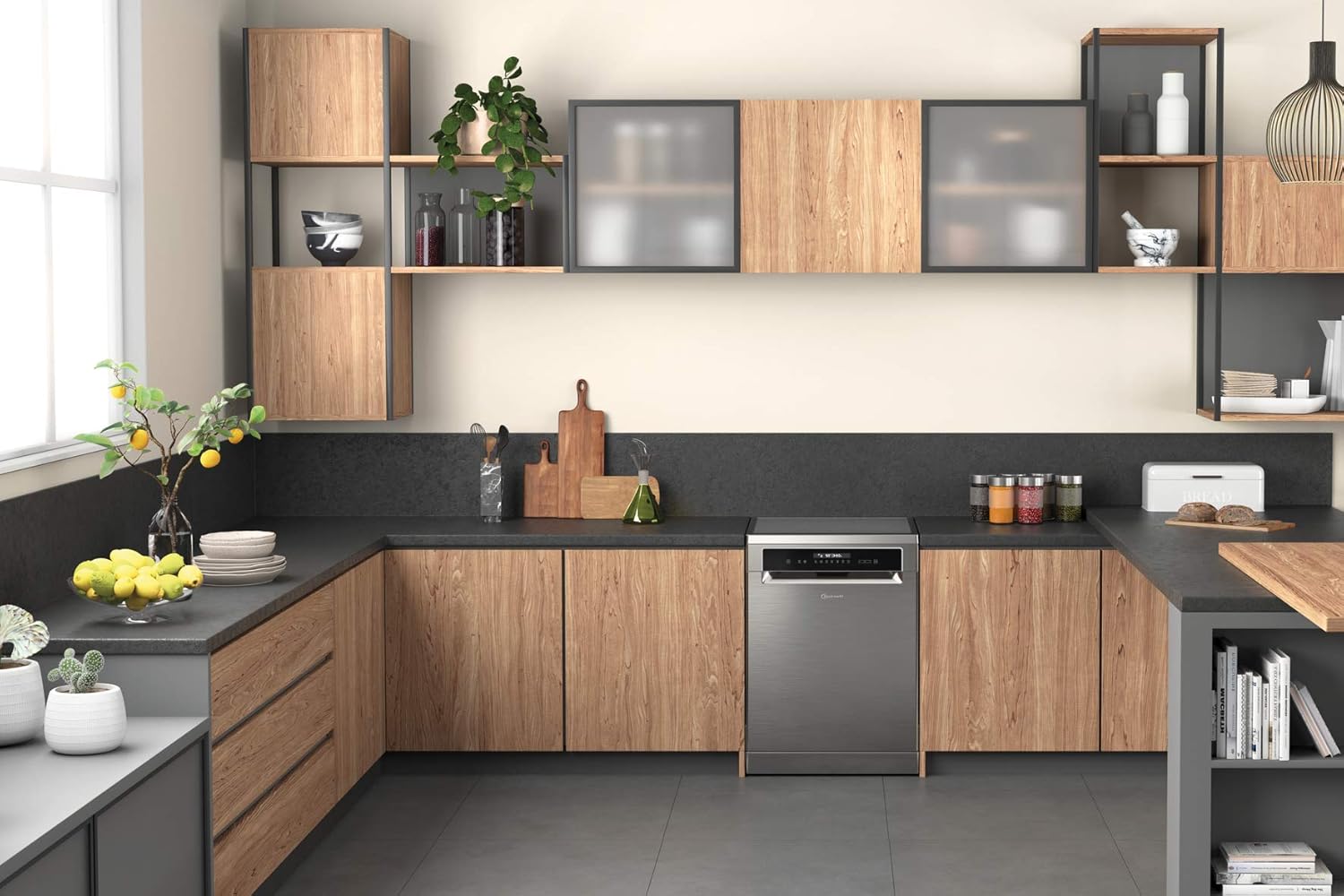 Bauknecht B7F HP43 XA Freistehender Geschirrspüler/ 60 CM/ 15 Maßgedecke/PowerClean Pro-Effektive Hochdruckdüsen/Natural Dry-Automatische Türoffnung-Bessere Trocknung/Maxi Space-Mehr Innenraum