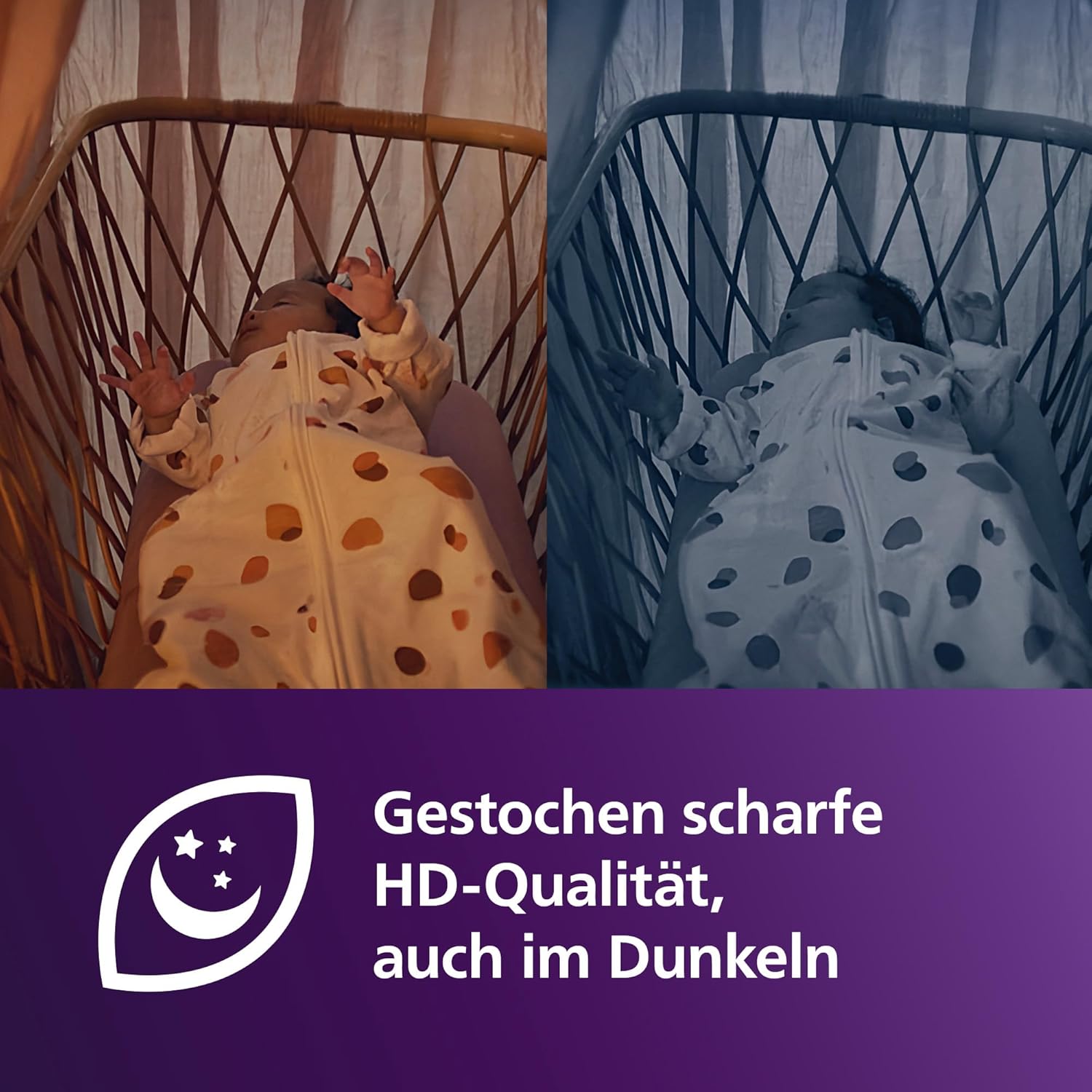 PHILIPS Avent Connected Videophone mit WLAN, hochwertiger HD-Kamera, Infrarot-Nachtsichtfunktion, Schrei-Erkennung, Gegensprechfunktion, 12 Stunden Bildschirmlaufzeit im Eco-Modus, Modell SCD951/26