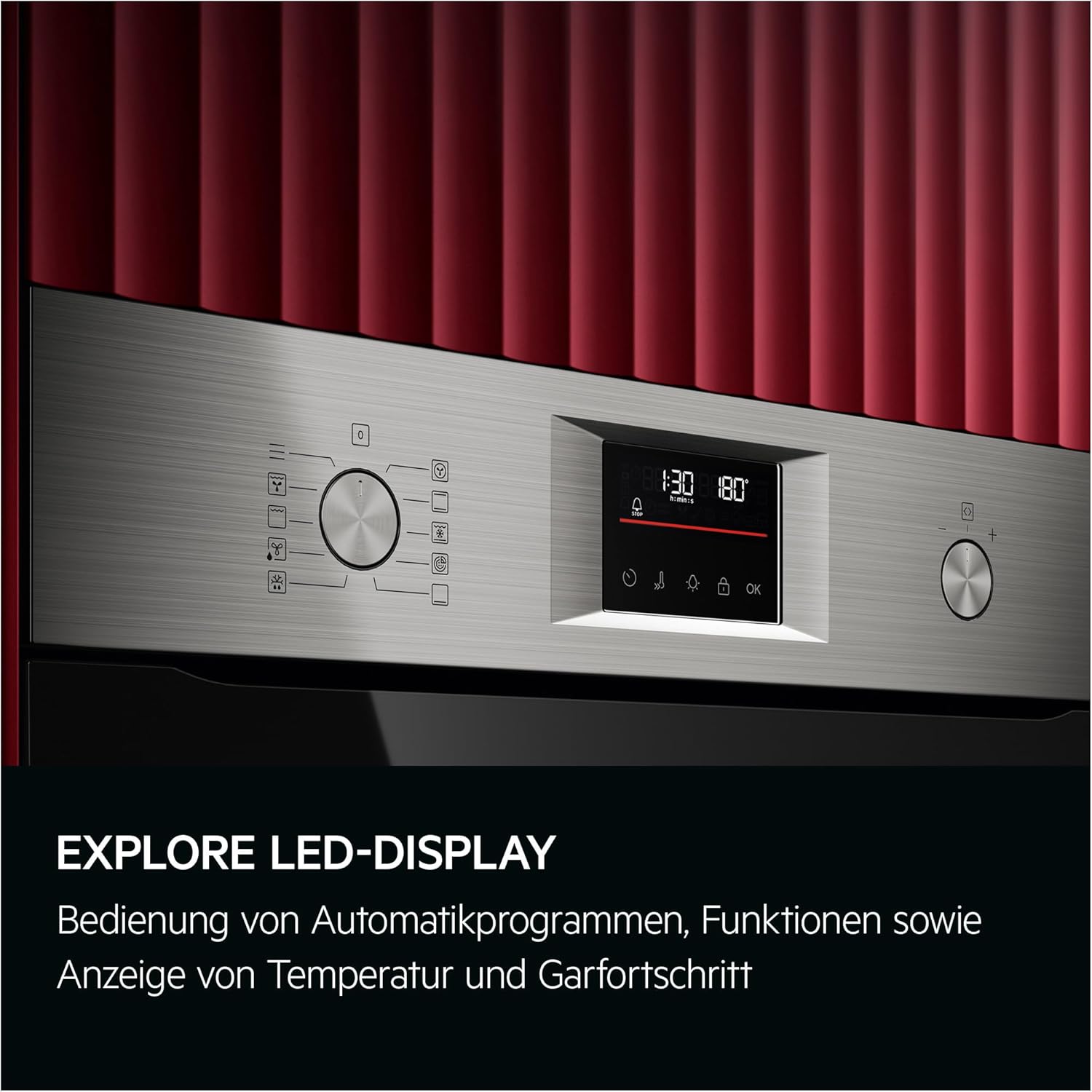 AEG Einbaubackofen – Serie 5 Ringheißluft: Gleichmäßige Garergebnisse auf 3 Ebenen – Pyrolyse Selbstreinigung – 25 Automatikprogramme – LED-Touchdisplay – Schnellaufheizung – Schwarz – BPE53516AB
