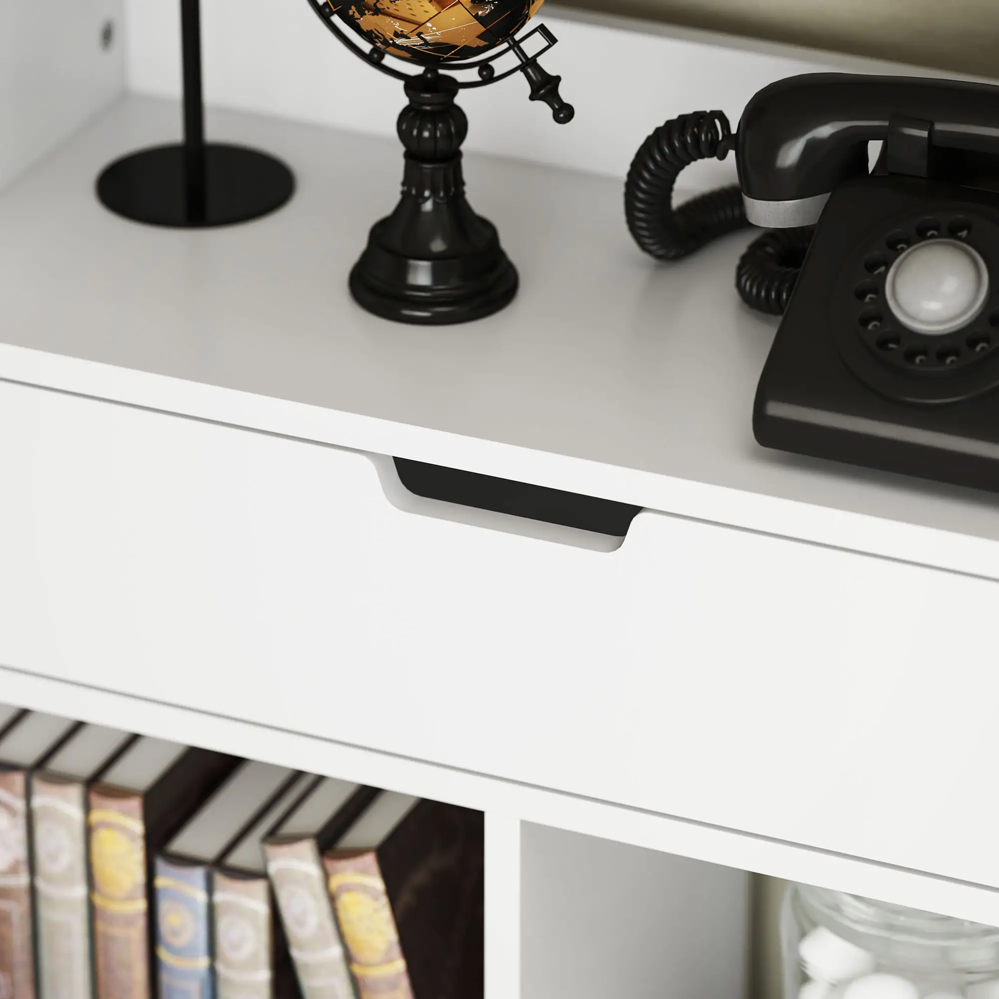 HOMCOM Bücherregal mit Schublade viel Stauraum Weiß