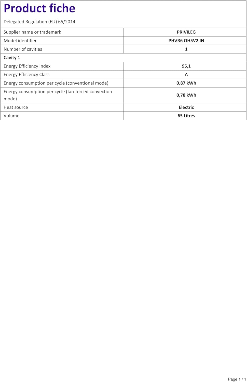 Privileg SET PV510 IN Herd-Kochfeld-Kombination / Umluftherd mit 5 Funktionen / Hydrolyse-Reinigungsfunktion / A / Glaskeramik-Kochfeld / 60cm