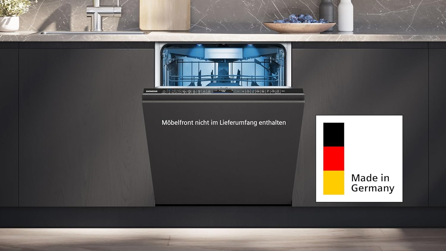 Siemens SN43ES14VE, iQ300 Smarter Geschirrspüler, Unterbau-Spülmaschine mit Besteckschublade, 60 cm, automatische Türöffnung dank autoOpen dry, besonders leise mit iQdrive-Motor, aquaStop, Edelstahl