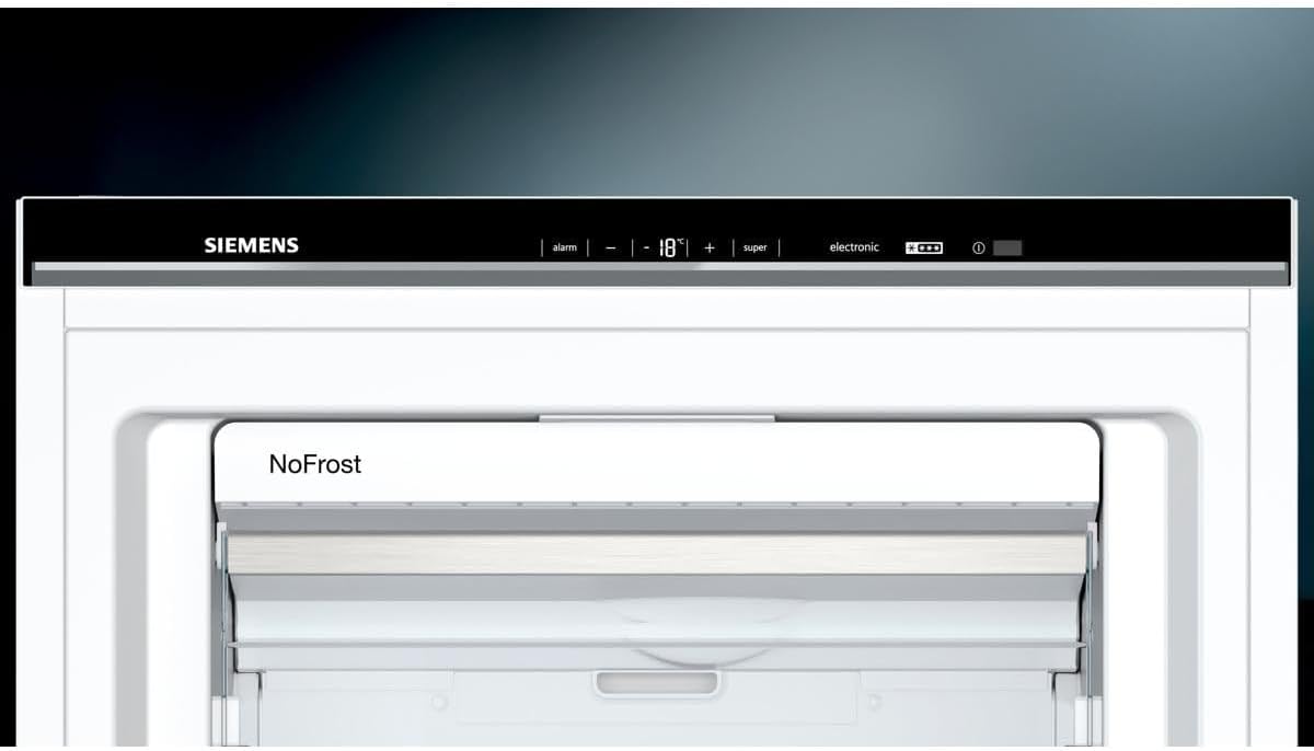 Siemens GS54NAWCV iQ500 Gefrierschrank, 176 x 70 cm, 327 L, noFrost nie wieder abtauen, bigBox Platz für großes Gefriergut, varioZone flexible Glas-und Schubladen, Weiß