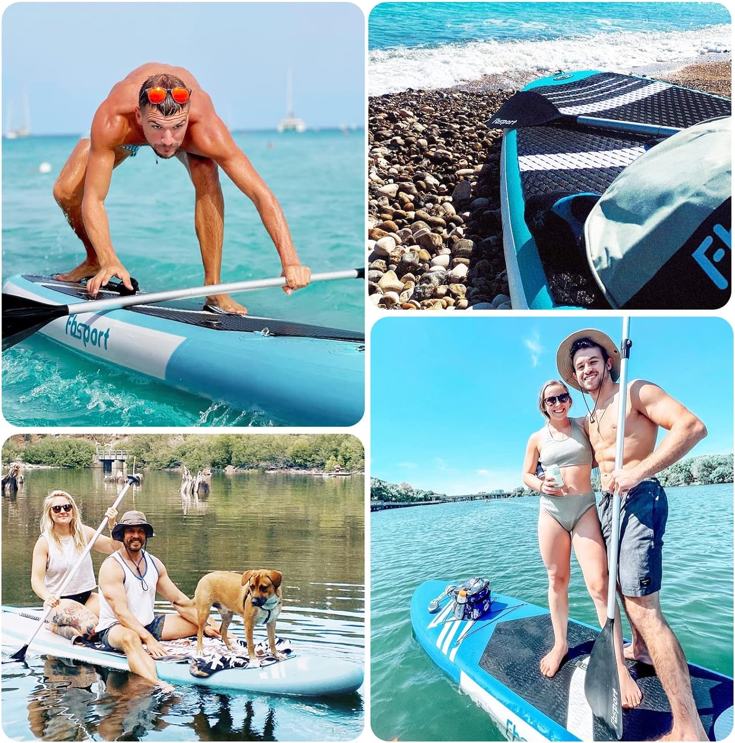 Premium-Stand-Up-Paddle-Board, Yoga-Board mit strapazierfähigem SUP-Zubehör und Tragetasche | Breiter Stand, Surf-Kontrolle, rutschfestes Deck, Leine, Paddel und Pumpe für Jugendliche und Erwachsene