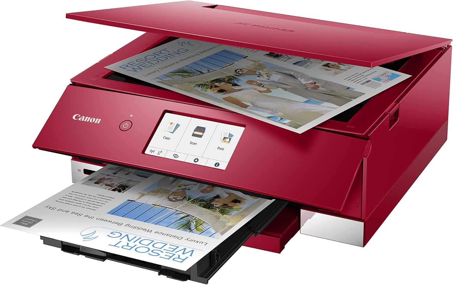 Canon PIXMA TS8351a Drucker Farbtintenstrahl Multifunktionsgerät DIN A4 (Scanner, Kopierer, 4.800 x 1.200 dpi, 6 separate Tinten, USB, WLAN, AirPrint, Duplexdruck, 2 Papierzuführungen, 5 GHz), weiß