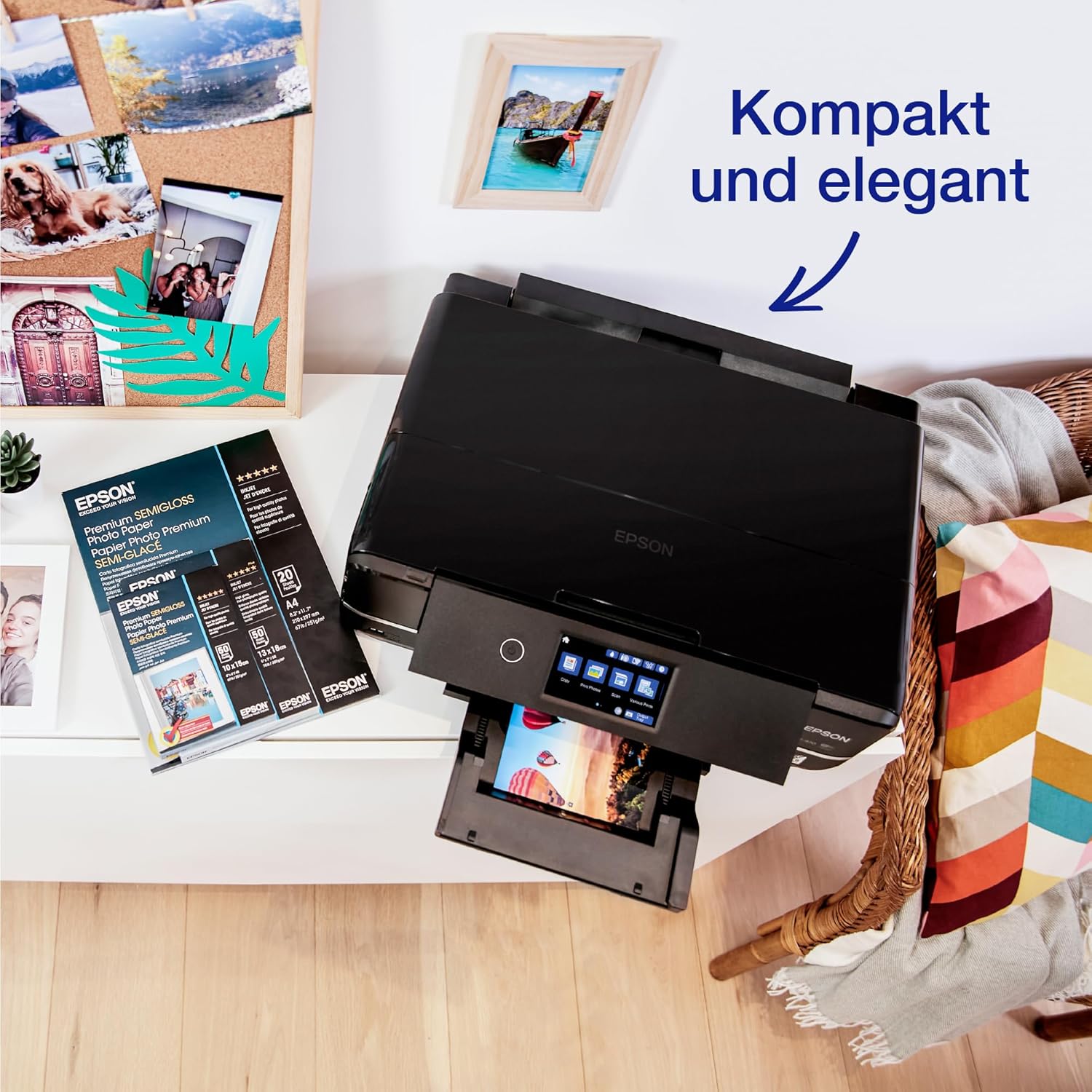 Epson Expression Photo XP-970 3-in-1 Tintenstrahl-Multifunktionsgerät Drucker (Scanner, Kopierer, WiFi, Ethernet, Duplex, 10,9 cm Touchscreen, Einzelpatronen, 6 Farben, DIN A3) schwarz, 10 x 15 cm