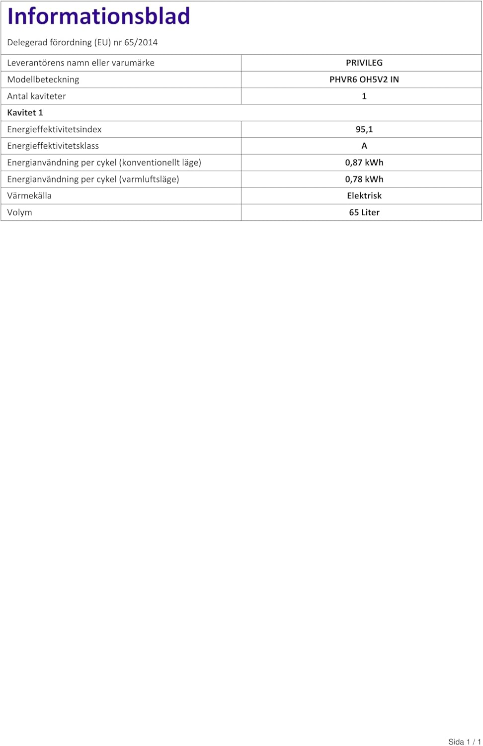 Privileg SET PV510 IN Herd-Kochfeld-Kombination / Umluftherd mit 5 Funktionen / Hydrolyse-Reinigungsfunktion / A / Glaskeramik-Kochfeld / 60cm