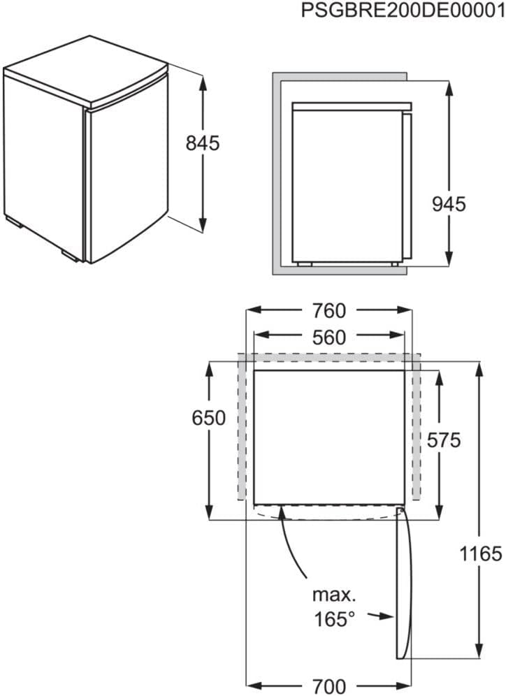 AEG RTS811DXAW Freistehender Tisch-Kühlschrank / 845 mm / 4-Sterne-Gefrierfach / 120 L / D