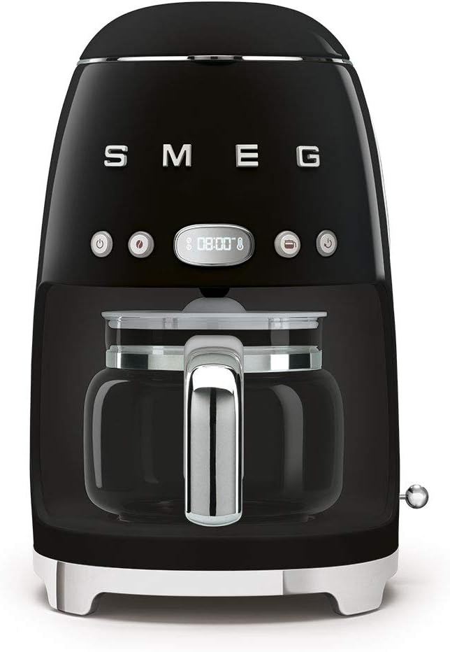 Smeg, DCF02BLMEU, Filter-Kaffeemaschine, Aroma und Autostart-Funktion, Glaskaraffe bis 12 Tassen, 2 Intensitätsniveaus, Warmhaltefunktion, 1050W, Mattschwarz