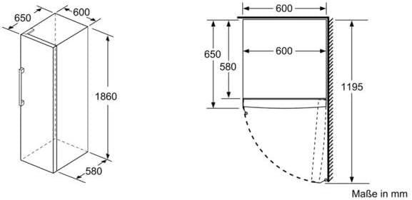 Siemens GS58NDWDP, iQ500 Freistehender Gefrierschrank, 191 x 70 cm, 366 L, noFrost, bigBox, LED-Innenbeleuchtung, superFreezing, varioZone für anpassbaren Gefrierraum, freshSense