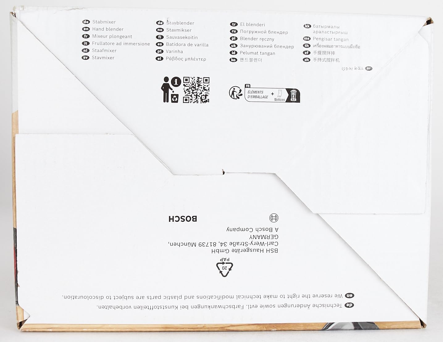 Bosch Stabmixer ErgoMaster Serie 6 MSM6M673, 10 Jahre Motorgarantie, Edelstahl-Klingen, verschleifreie Keramik-Kupplung, Luftkühlung, Zerkleinerer, Kartoffelstampfer, Schneebesen, 1000 W