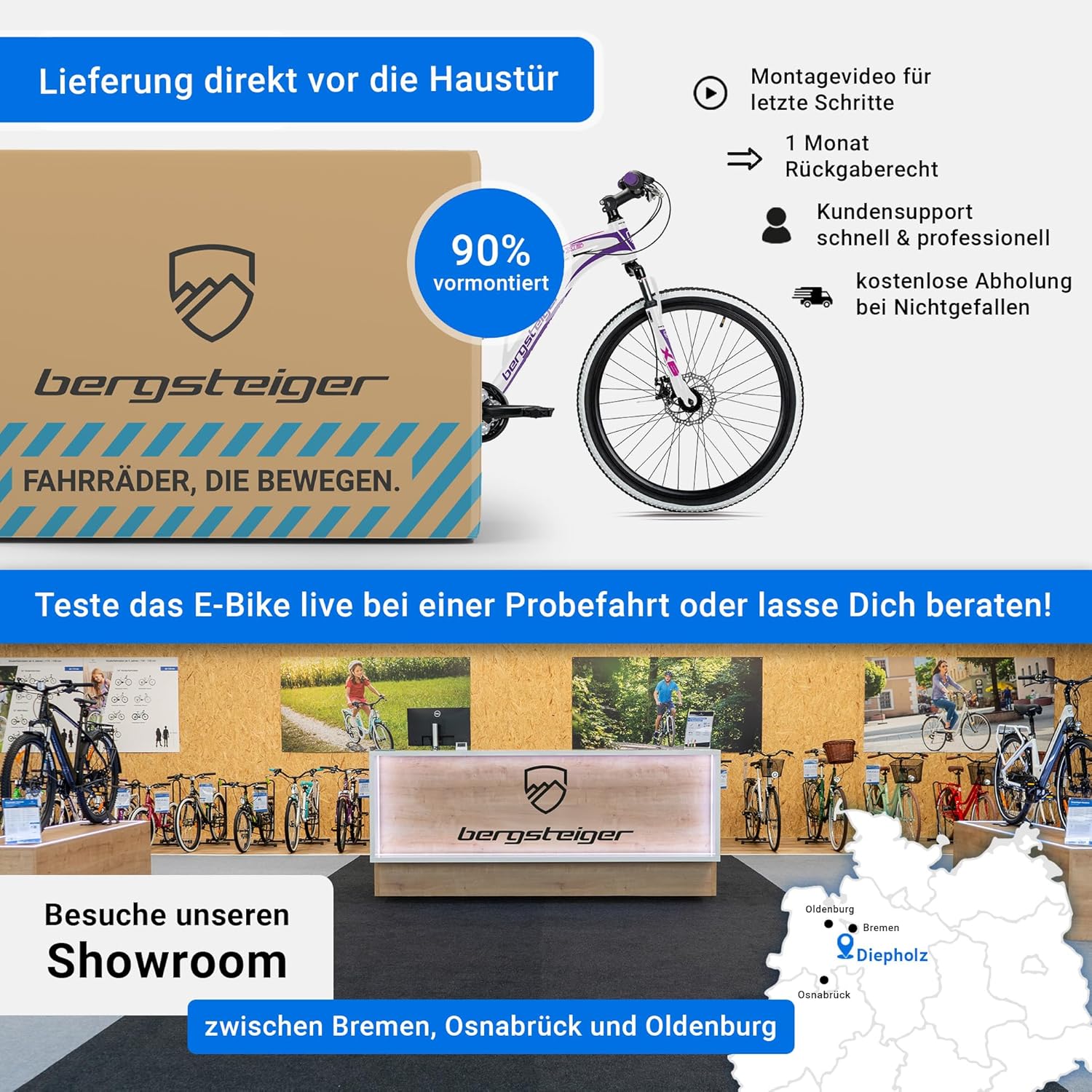 Bergsteiger Kodiak 26 Zoll, 29 Zoll Mountainbike, Scheibenbremse, Shimano 21 Gang-Schaltung, Vollfederung, Fully MTB für Jungen, Mädchen, Damen & Herren