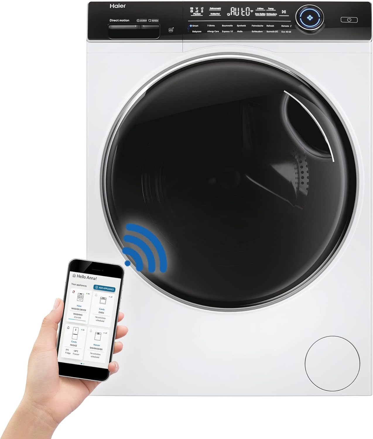 Haier I-PRO SERIE 7 HW70-B14979 I Frontlader Waschmaschine 7kg I Washing Machine mit A-Effizienz, 1.400 U/Min. & leisem Direktantrieb I Inkl. Dampffunktion, Selbstreinigungssystem & Refresh-Programm