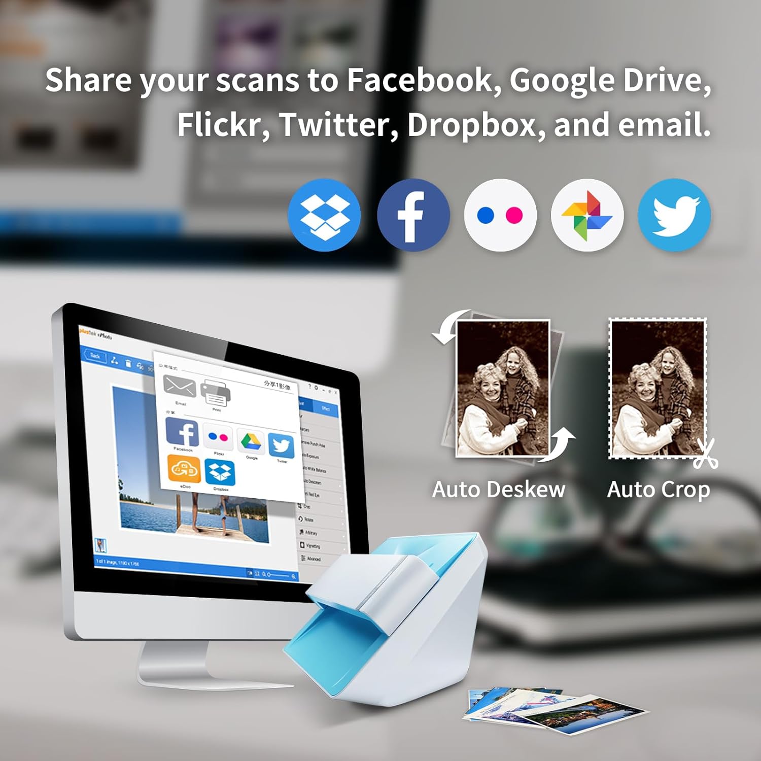Plustek Foto-Scanner – ePhoto Z300 German Design Award 2018, scannt 4x6 Fotos in 2 s, automatische Ausrichtung und CCD-Sensor. Unterstützt Mac und PC.