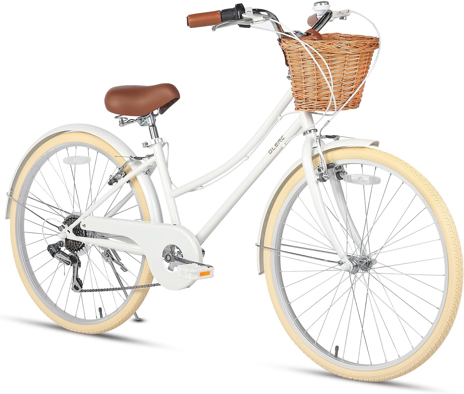 Glerc Missy 20 24 26 Zoll Mädchen City 6-Gang Hybrid Cruiser Fahrrad mit Weidenkorb für Jugend über 6-Jahre alt, mehrere Farben