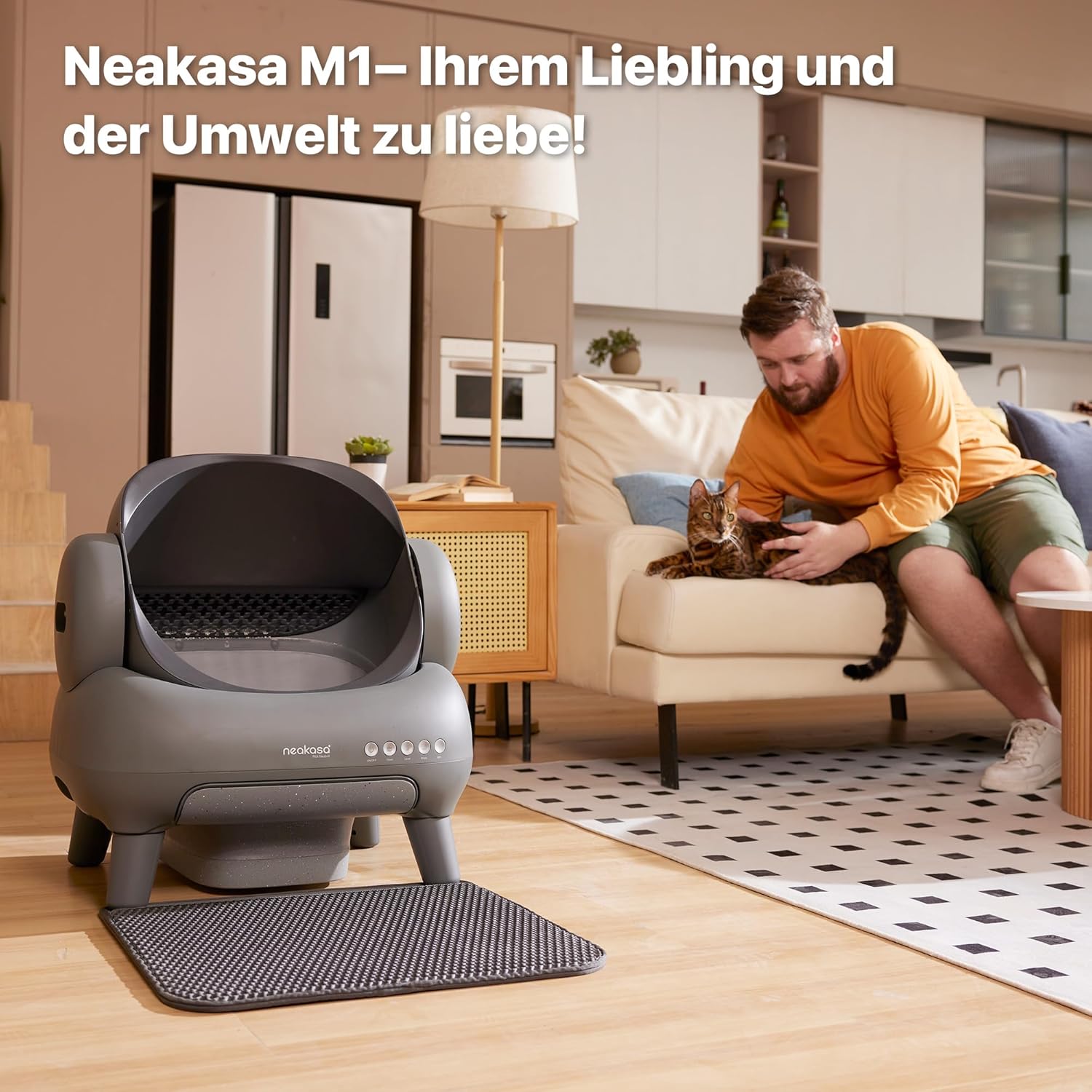 Neakasa M1 Oben offene Katzenklo selbstreinigend Katzentoilette XXL, Geruchsfreie, Hygienisch, App-Steuerung, Große Fassungsvermögen, mit Katzenstreu Matte, Cat Litter Box mit für mehrere Katzen