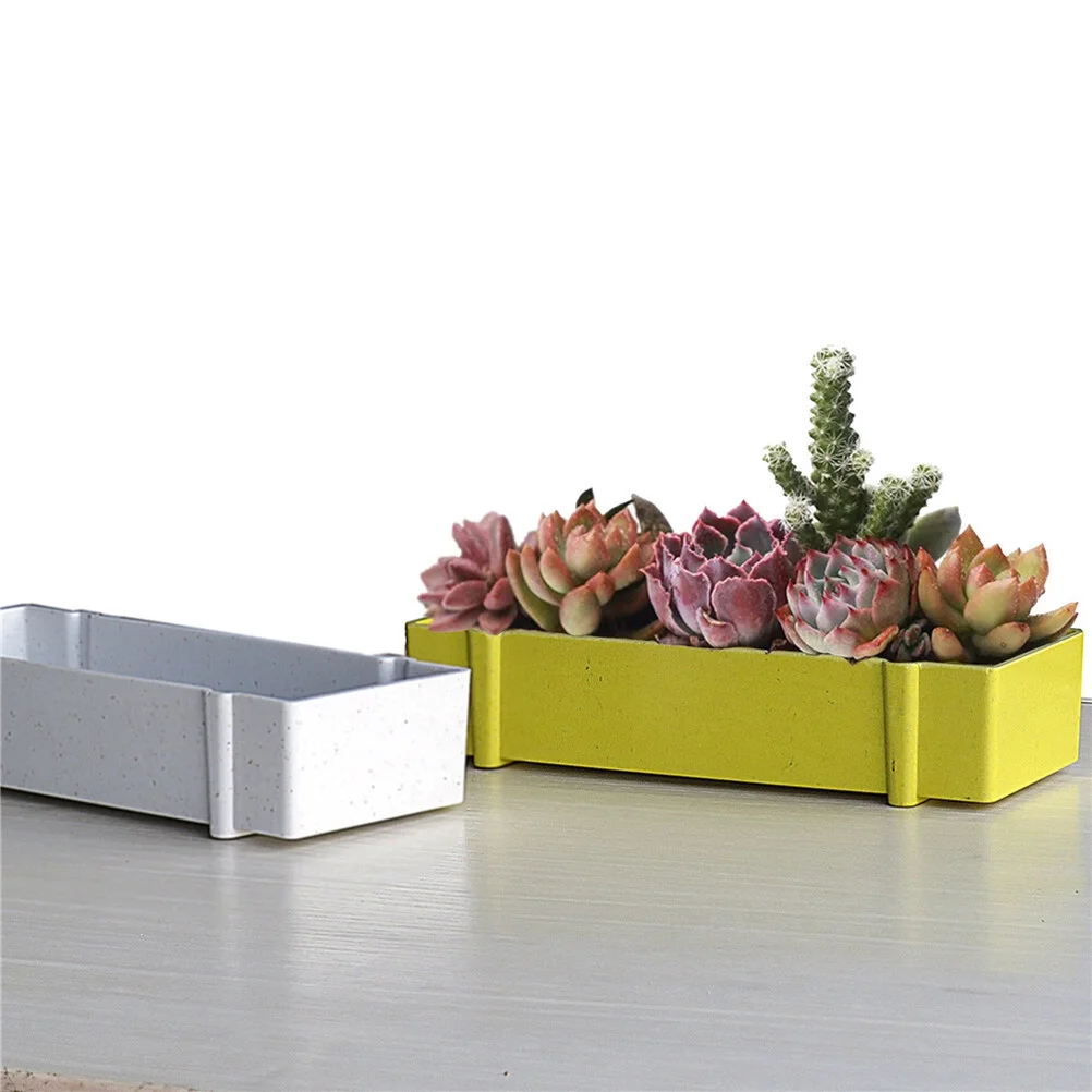 3 pcs Nordic Style Rectangular Flower Pot Succulent Flower Pot Creative Decorative Flower Pot for Home Office (White)