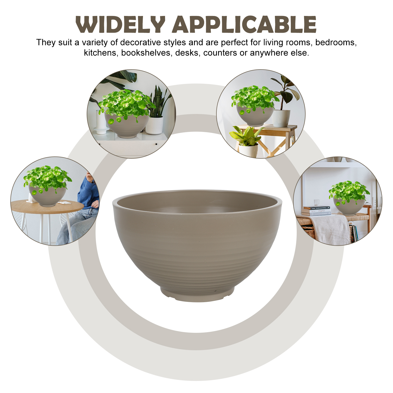 Terrarium Faux Stone Flower Pot Flower Plant Pots 30x16.9cm Khaki