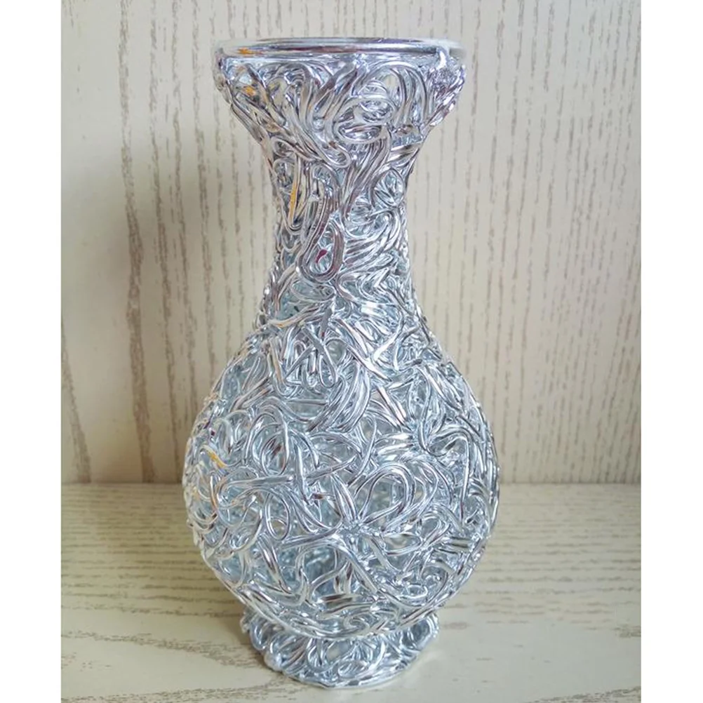 Small Decorative Vase Lustrous Aluminum Vase 8.00X8.00X15.00CM Silver