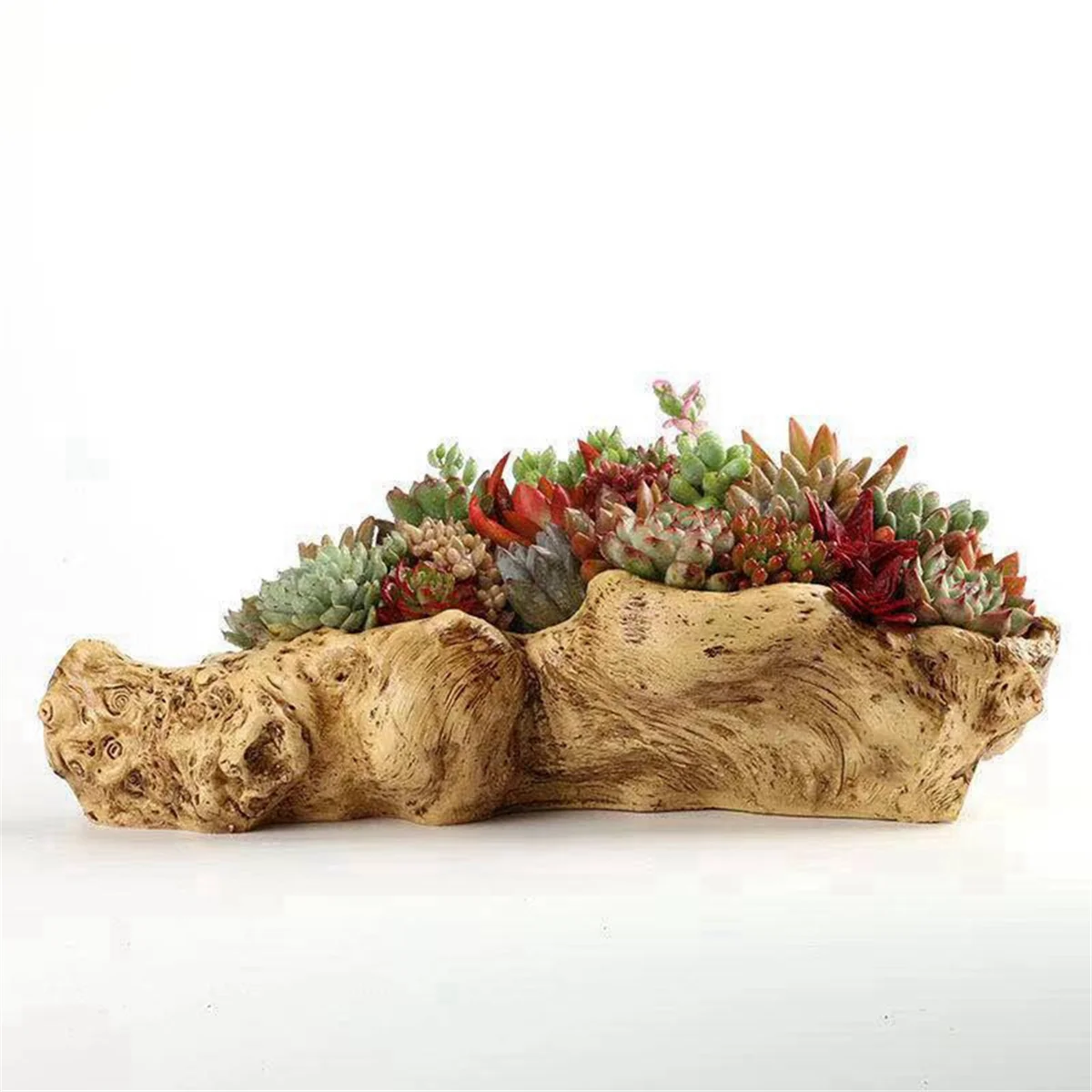 Pastoral Retro Landscape Flower Pot Resin Tree Stump Planter Artificial Driftwood Sculpture Rustic