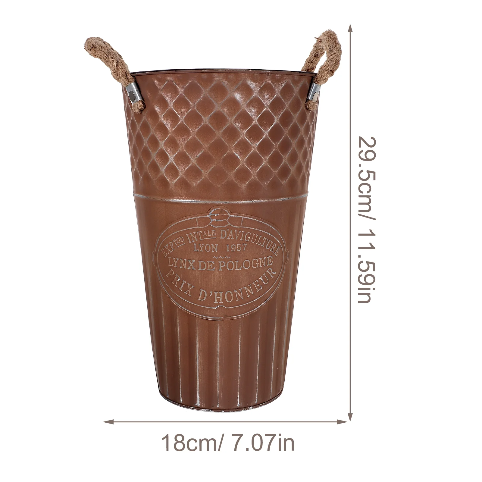 Decoration Retro Old Flower Bucket Practical Vase Coffee Color