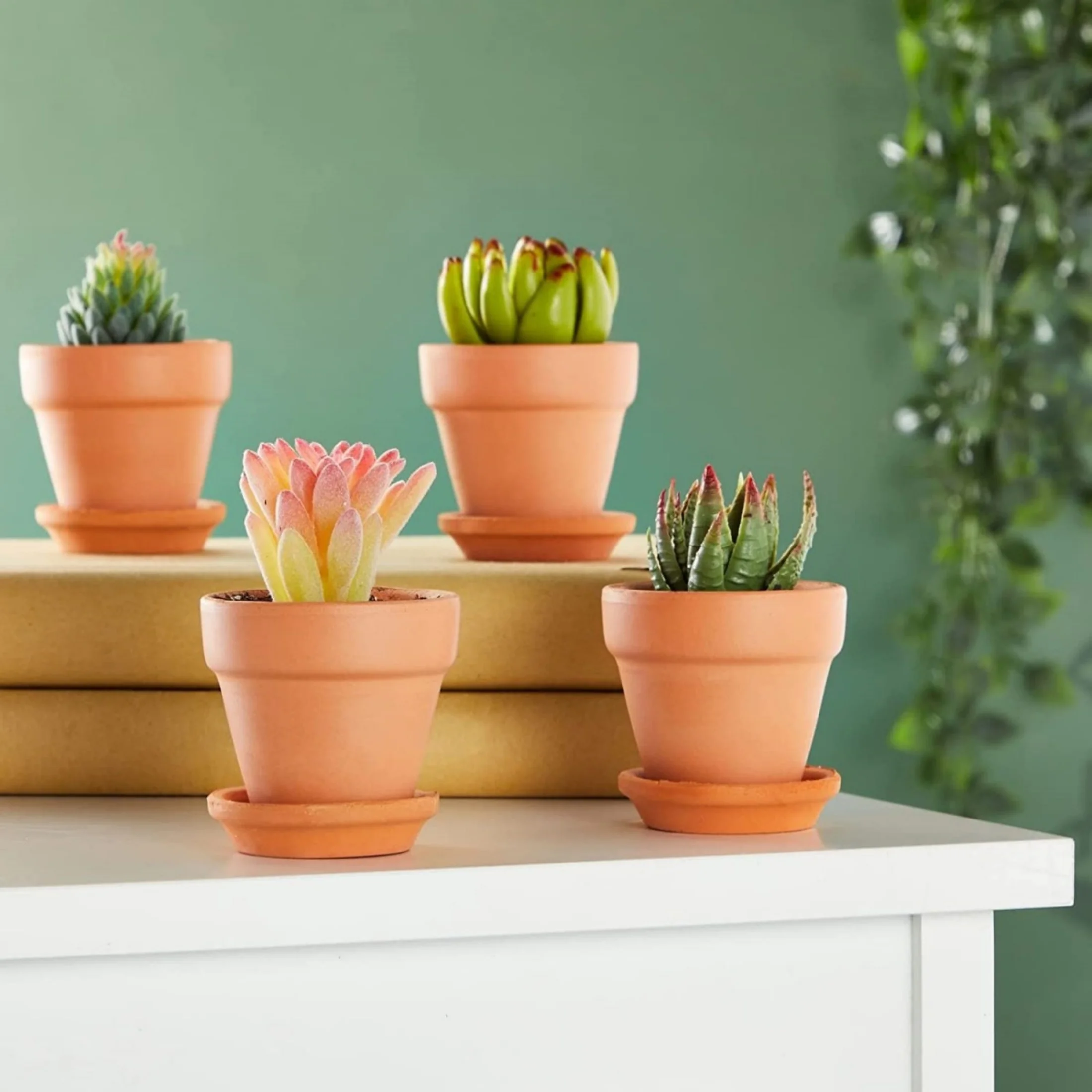 3 Inches Small Terracotta Pots with Saucer, 4 Pack 3" Clay Pots and Saucers with 3pcs Mini Flower Plant Pot Tools for Succulent Display, Indoor, Outdoor