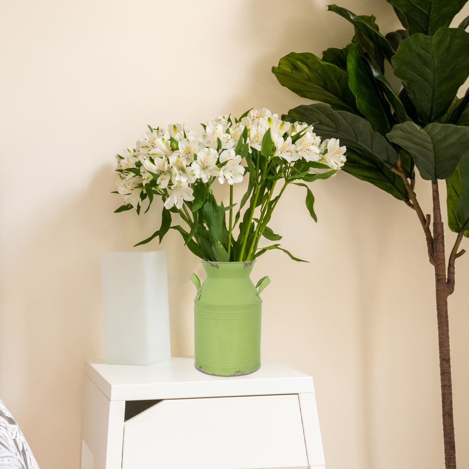 Chrome Old Vase Flower Planter Windowsill Decoration