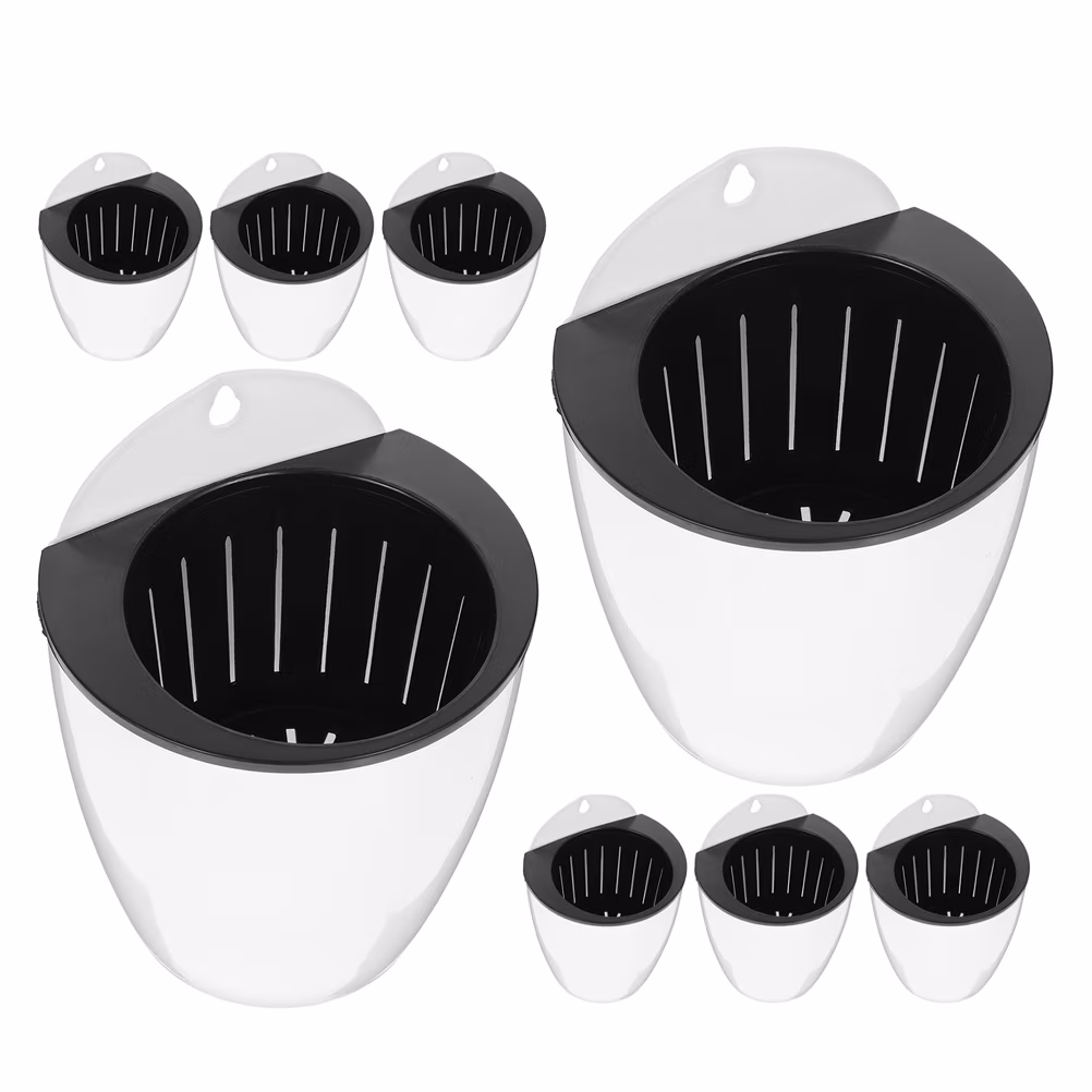 8 Pcs Basket Automatic Water Absorbent Flower Pot 14.00X11.00X9.00CM White