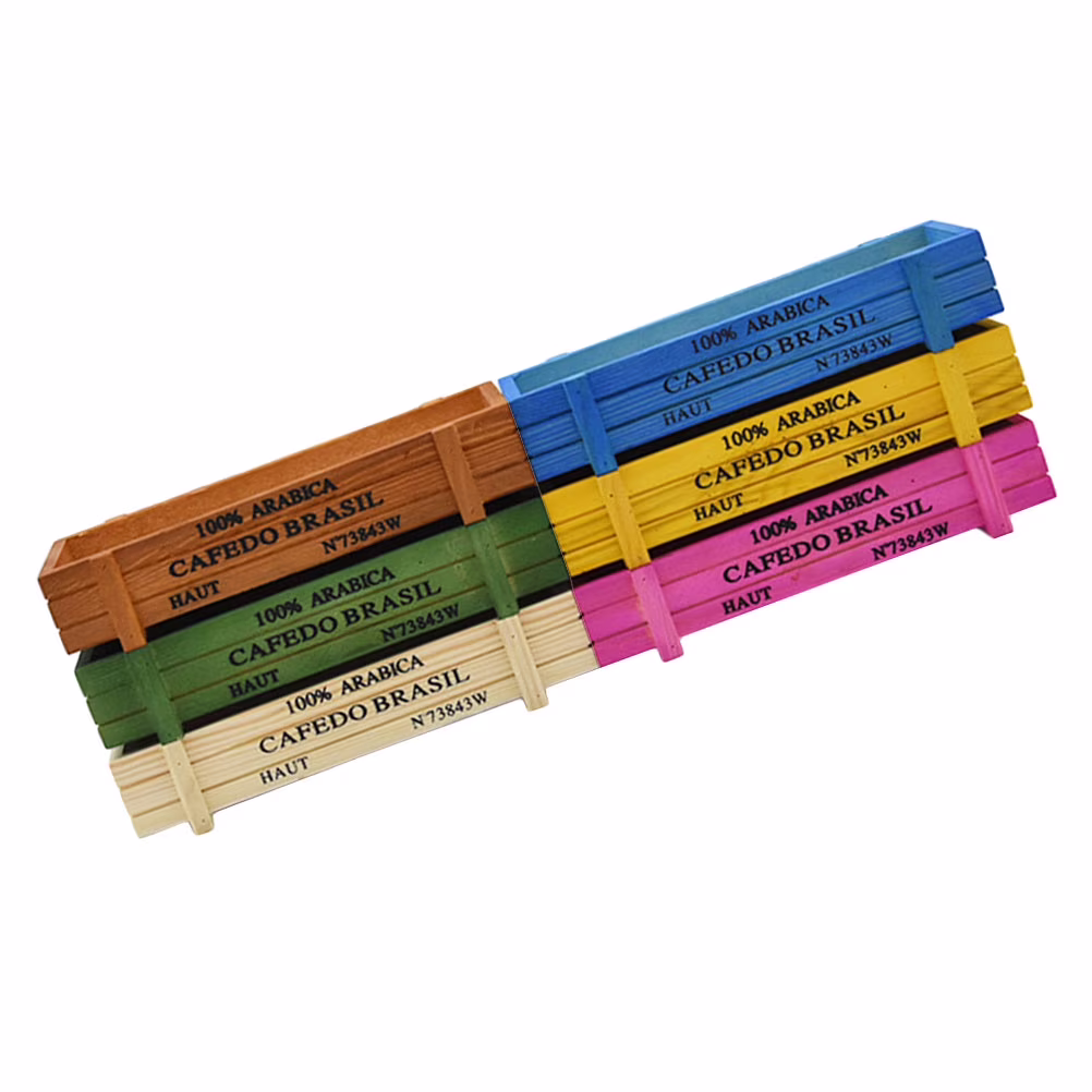 6pcs Artificial Flower Fence Pot Wooden Plant Basket Container Planter Garden Decor