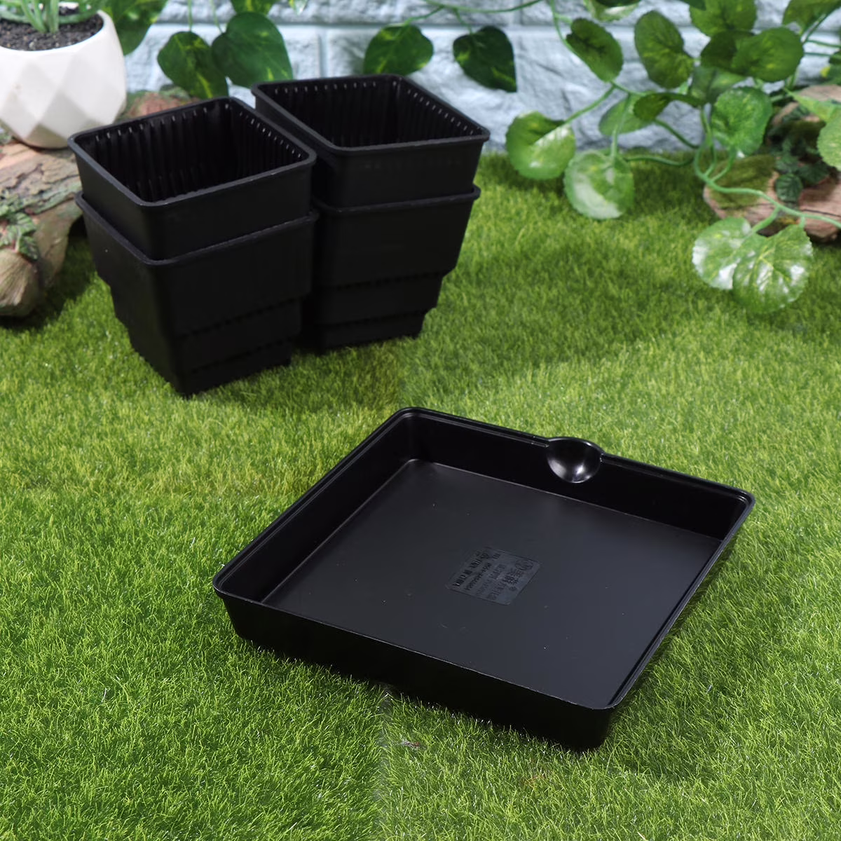 Plastic Flower Pot Combination Cactus Plant Container Mini Black