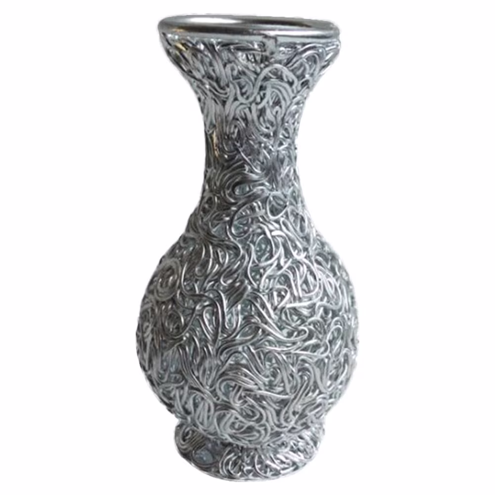 Small Decorative Vase Lustrous Aluminum Vase 8.00X8.00X15.00CM Silver