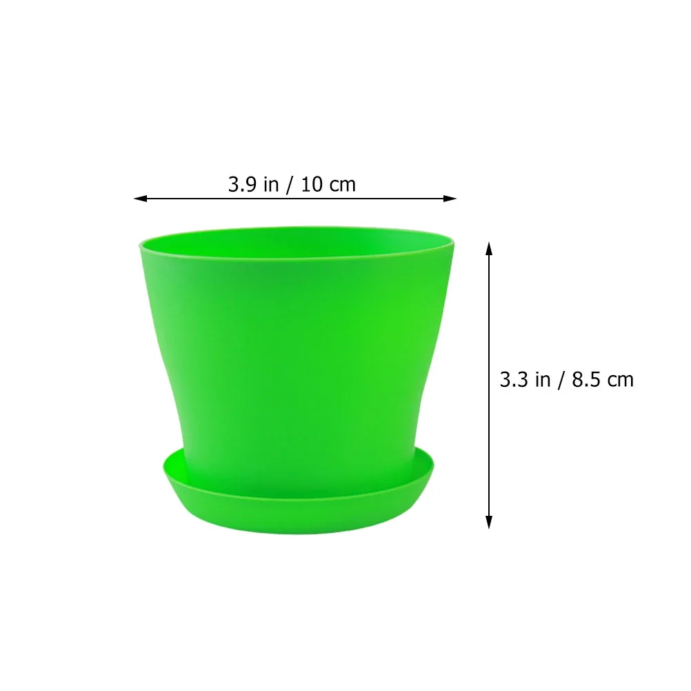 8pcs Plastic Flower Pot Flower Holder Flower Bonsai Pot Round Flower Pot with Tray