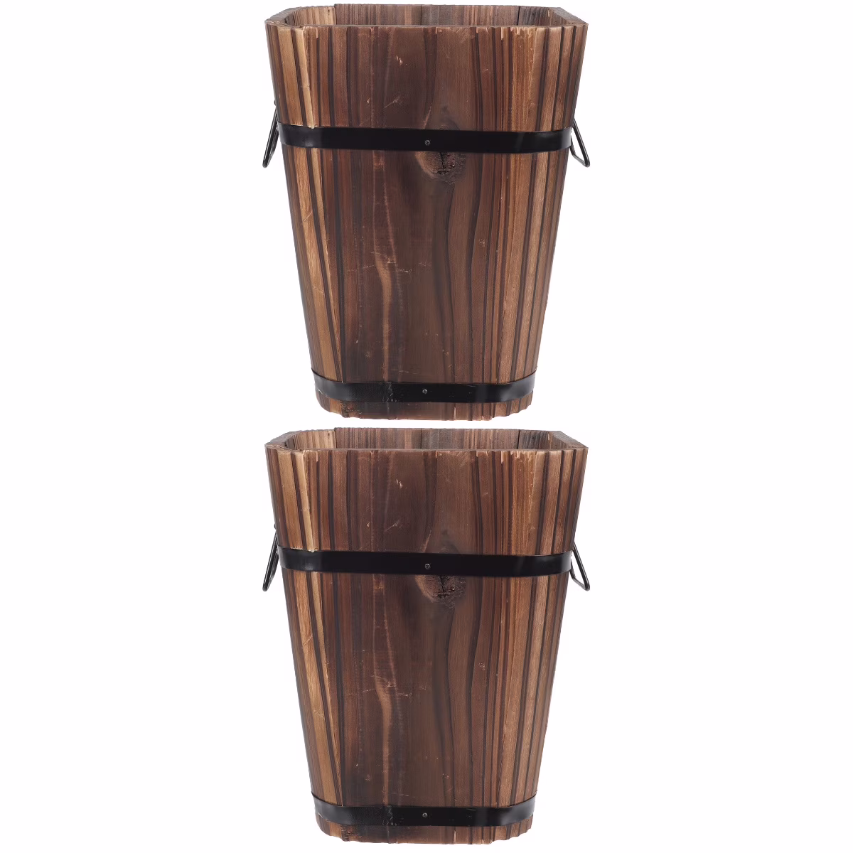 2 pcs Wooden Flower Pot Retro Flower Holder Durable Corrosion Prevention Planter