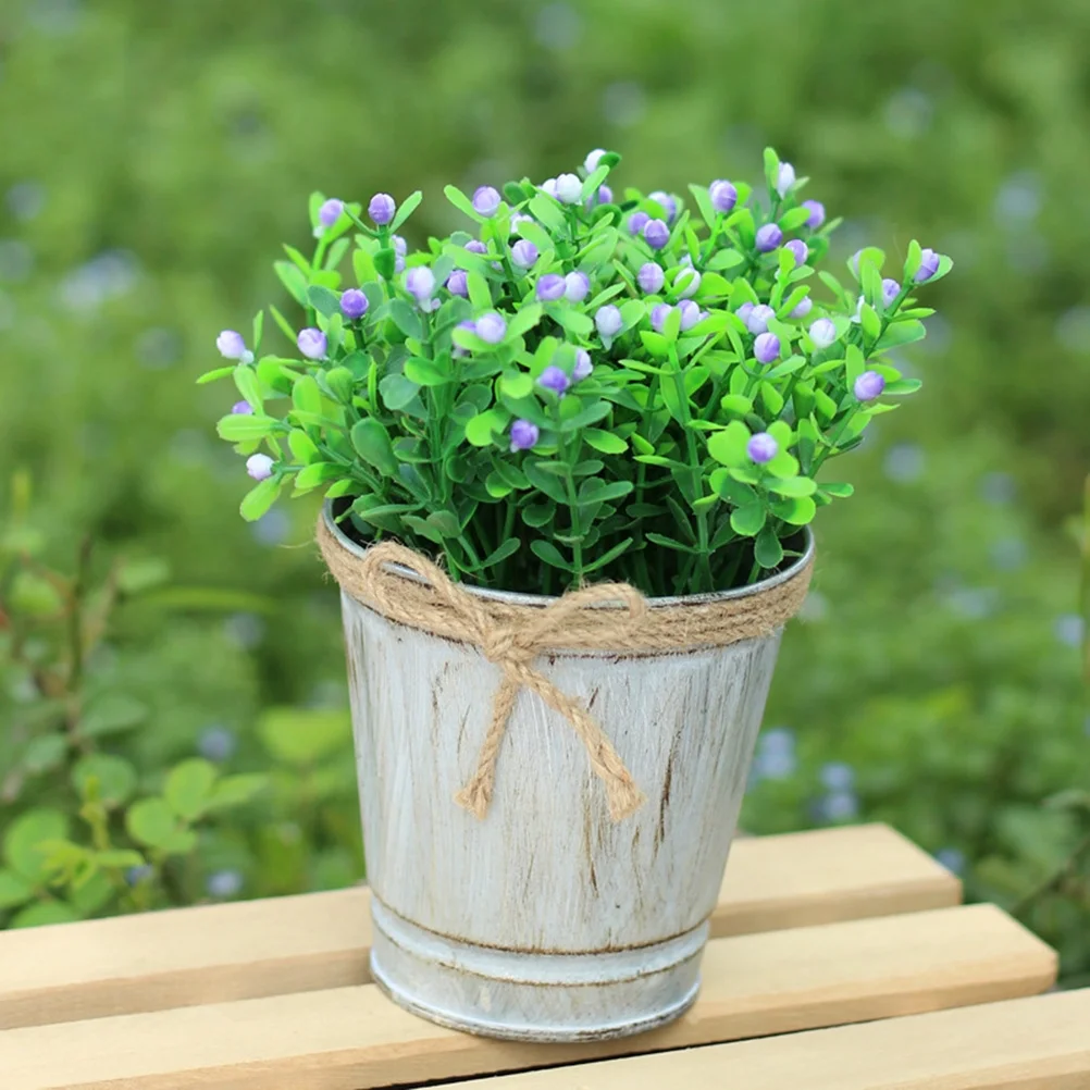 Decorative Ornaments Tin Buckets for Succulents Flower Pot Grey