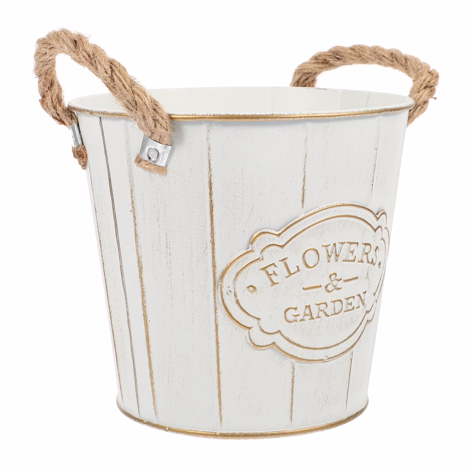 Vintage Iron Bucket Flower Pot Decorative Flower Planter Cast Iron Tabletop Garden Flower Holder