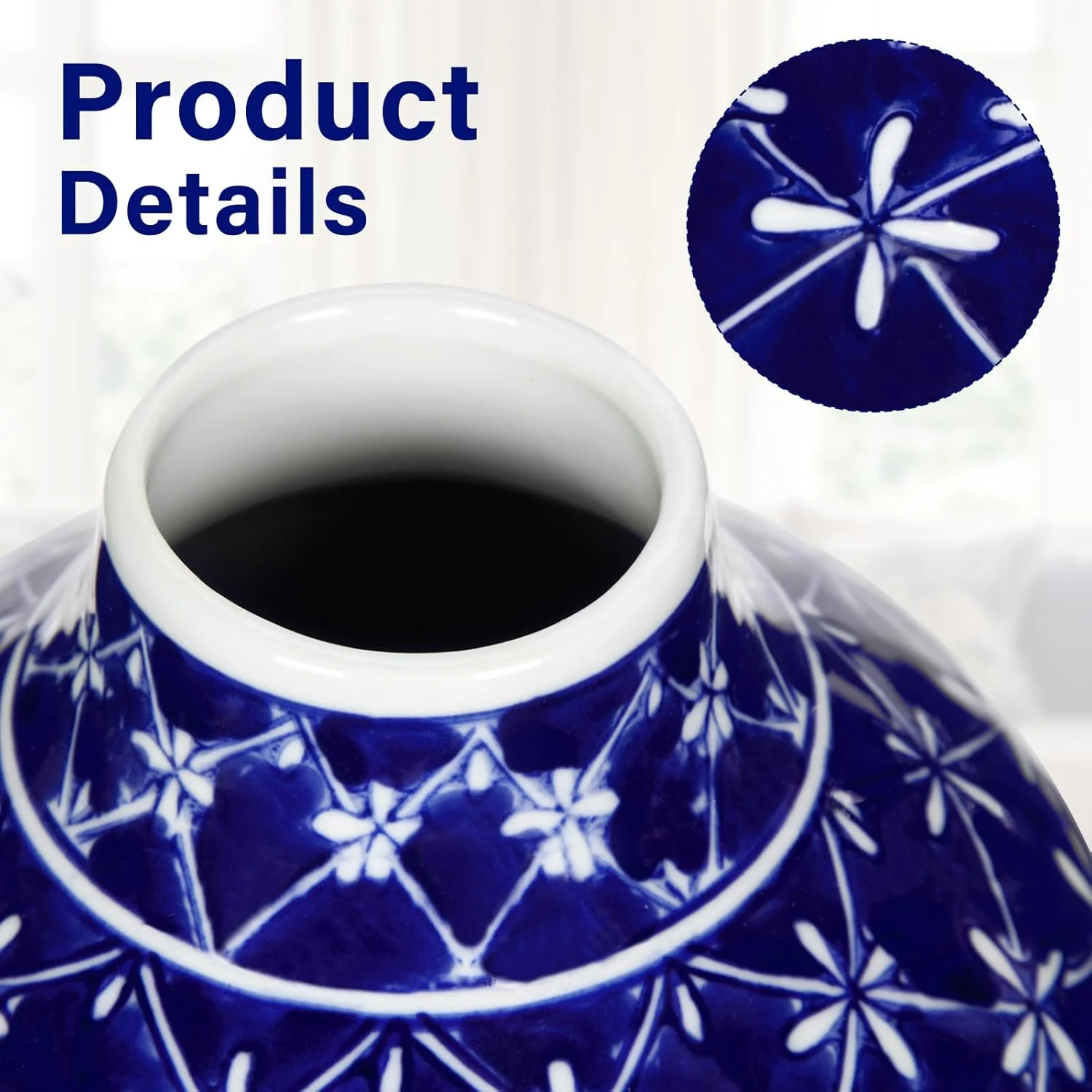 Chinoiserie Blue and White Porcelain Ceramic Vases