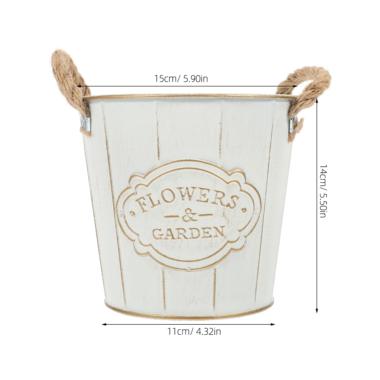 Vintage Iron Bucket Flower Pot Decorative Flower Planter Cast Iron Tabletop Garden Flower Holder