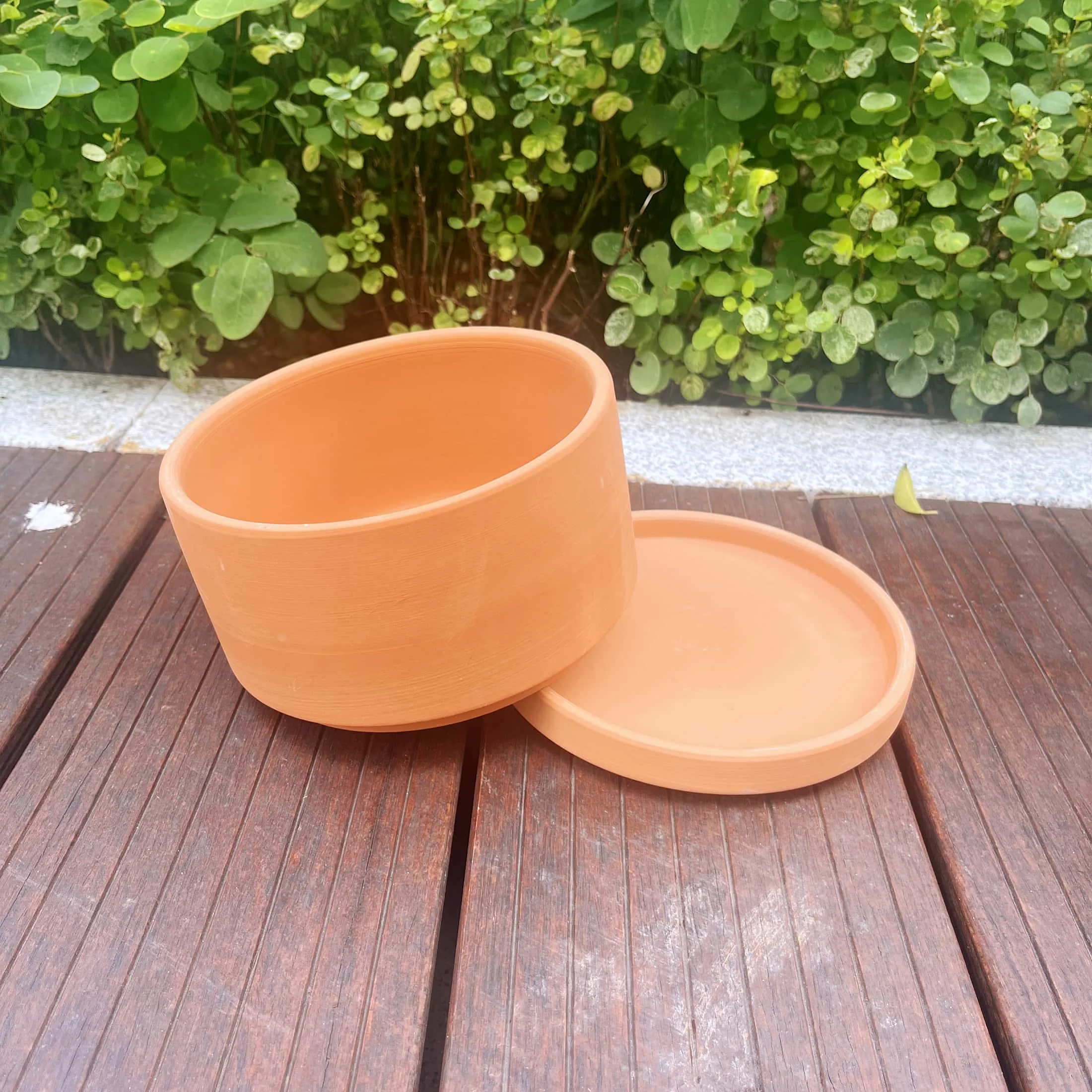 Terracotta Flower Pots, 5.9" x 3.5" x 4.7", Round, Red, 3 Count with Drainage Holes