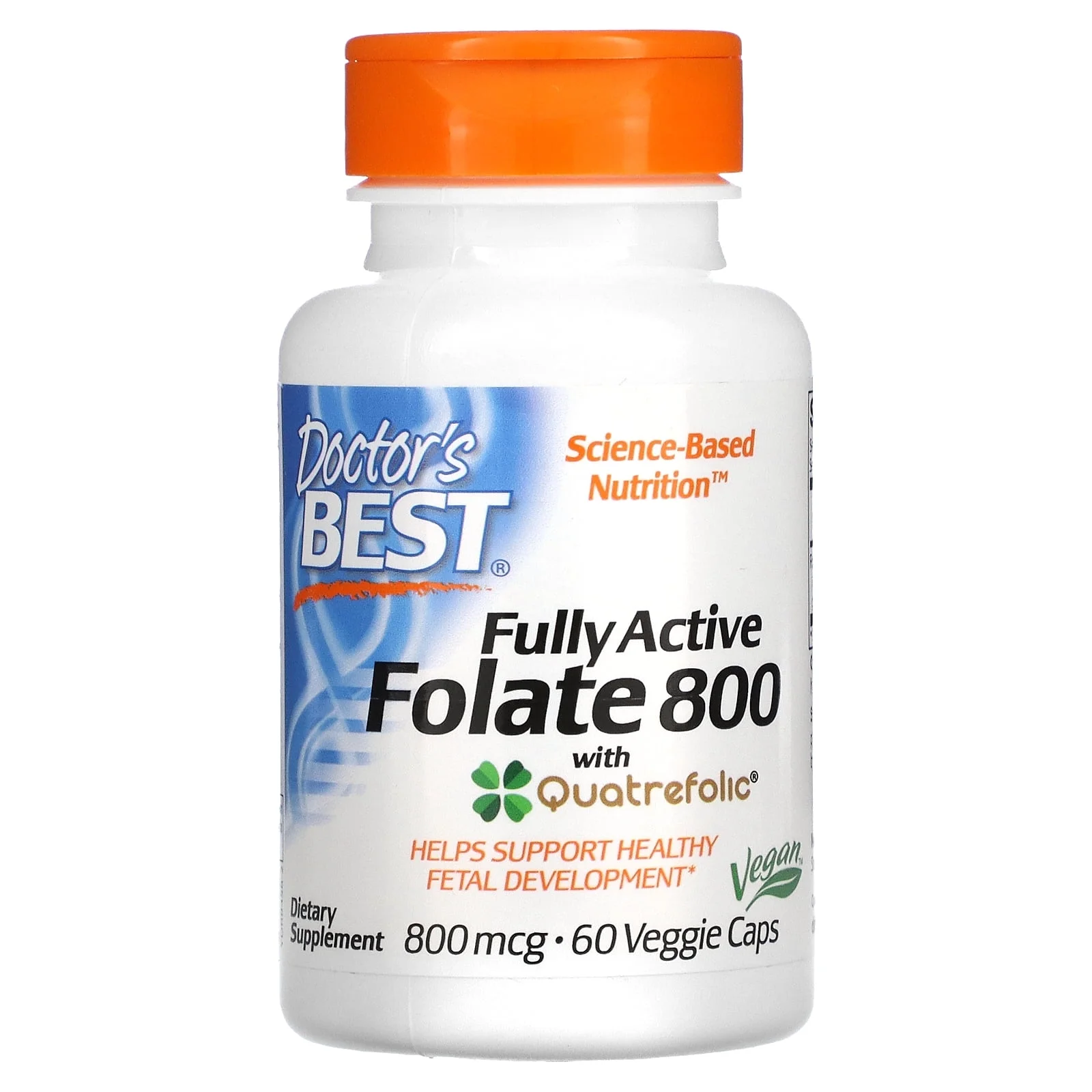 Doctor's Best Fully Active Folate 800 with Quatrefolic® - 800 mcg - 60 Veggie Caps Pack of 3